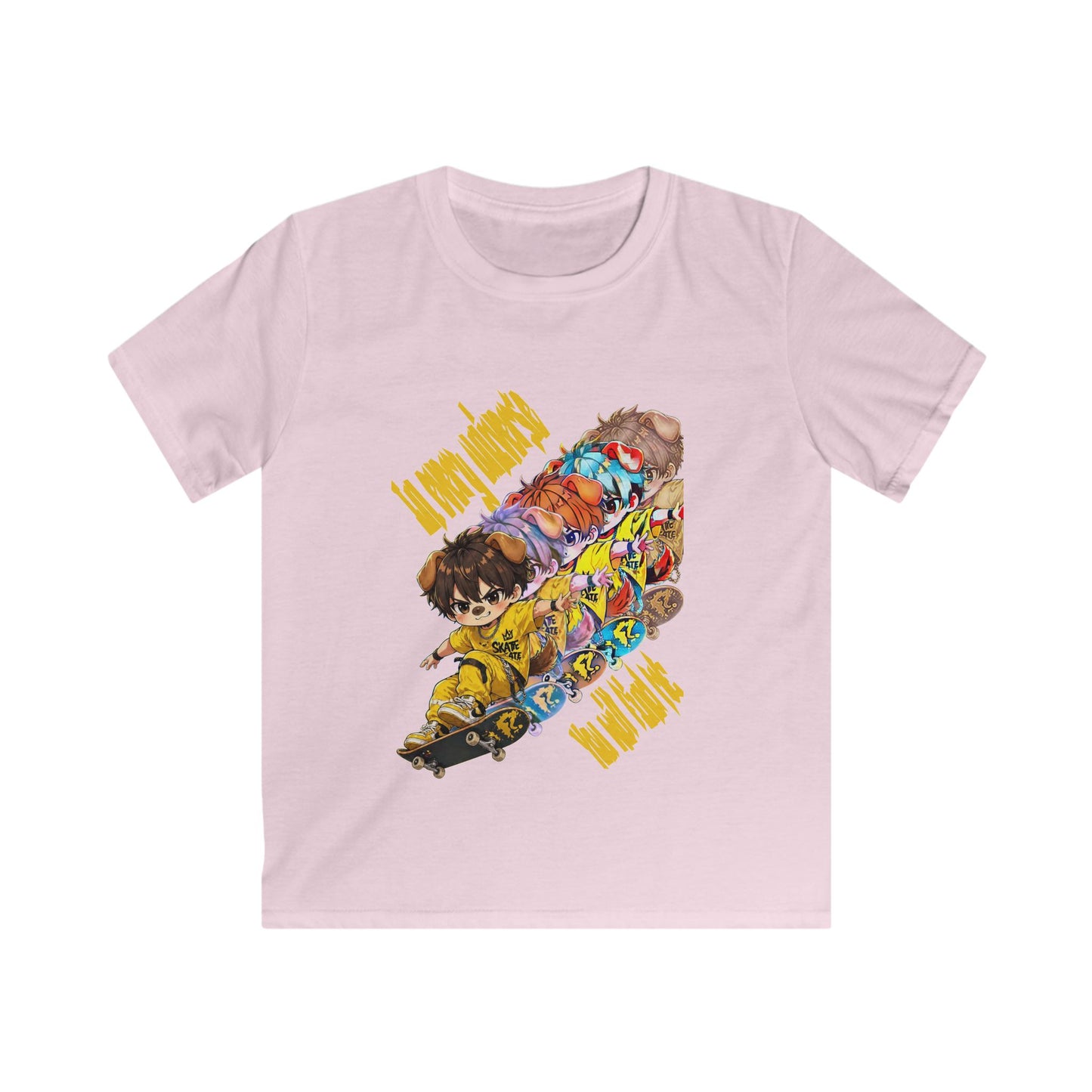 Kids Tee — Colorful Skateboard Crew Graphic "I AM WHAT I AM"