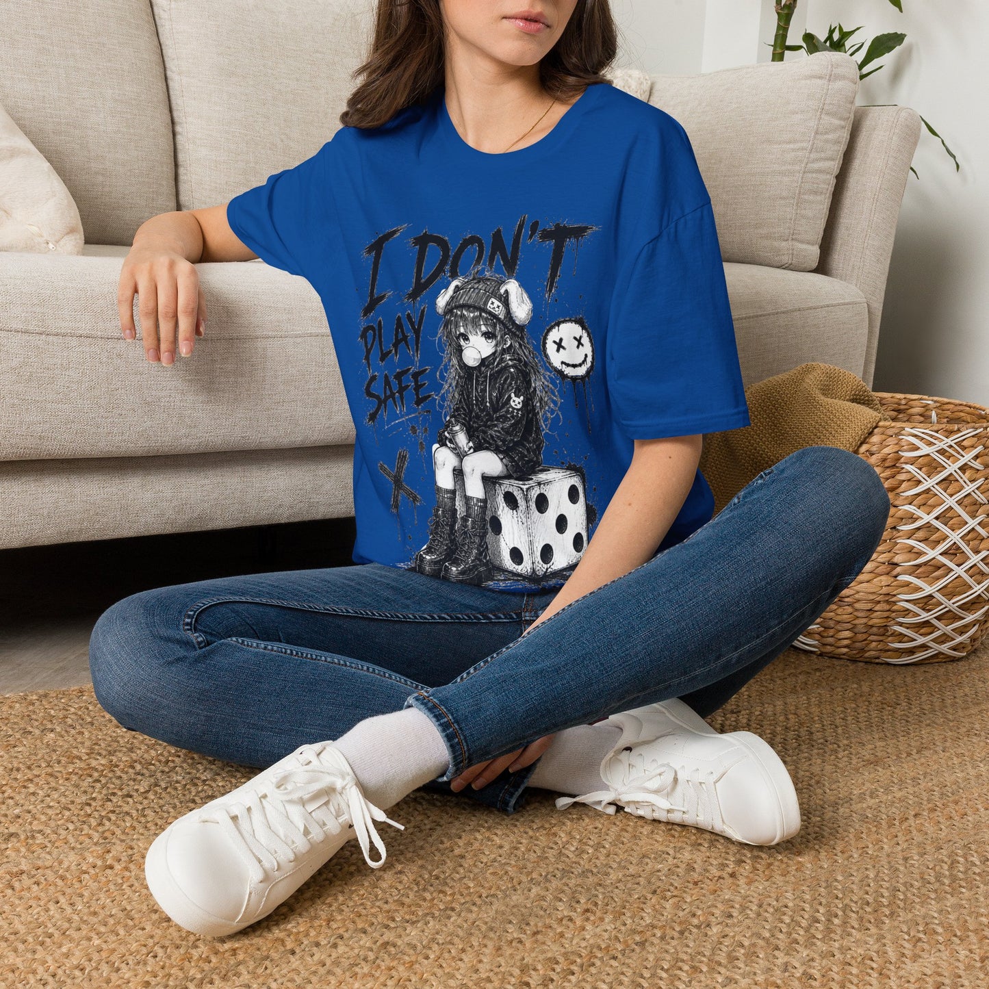 I Don't Play Safe Graphic T-Shirt – Edgy Dice Grim Reaper Streetwear Tee