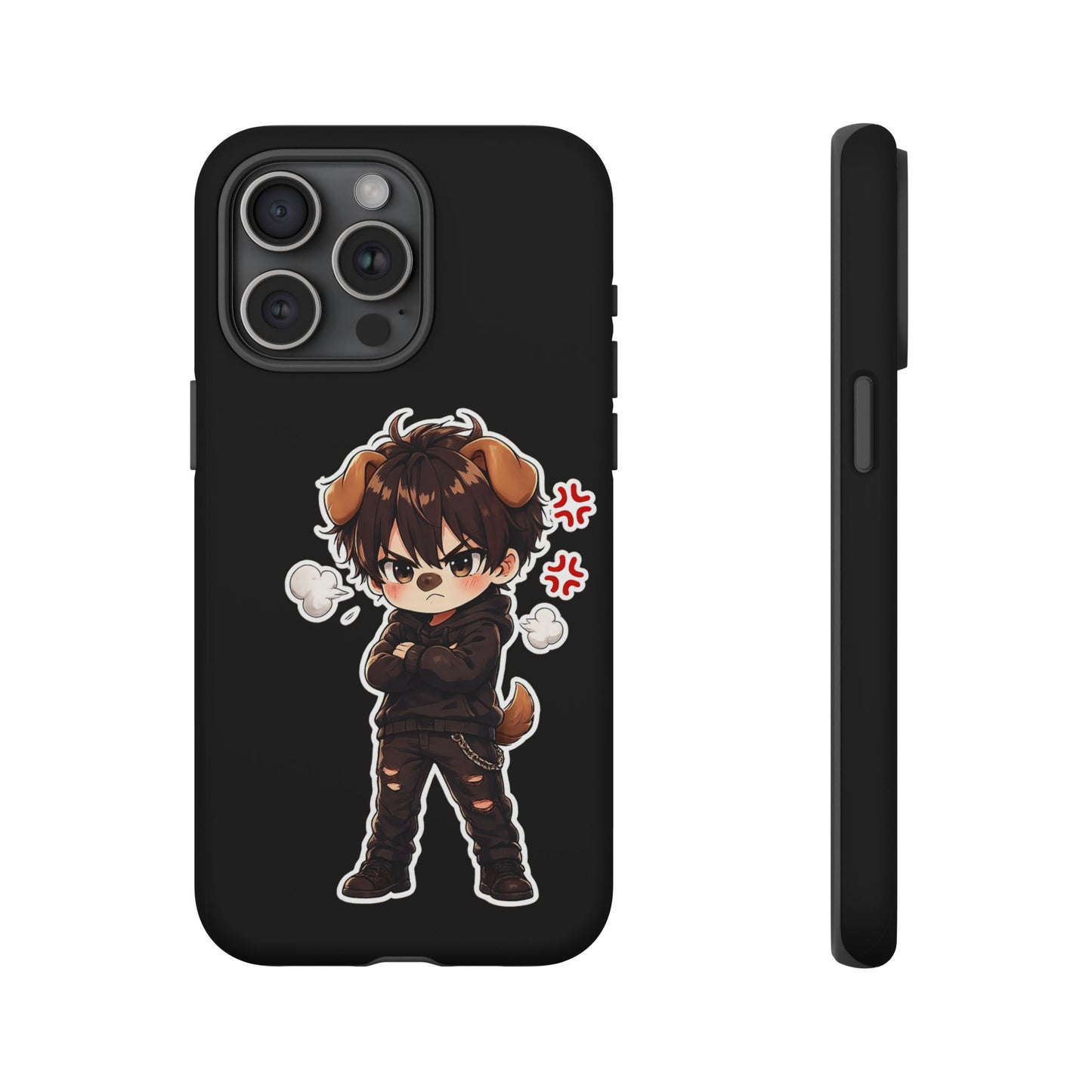 Angry Dog Boy Phone Case — Cute Chibi Anime Protective iPhone Cover