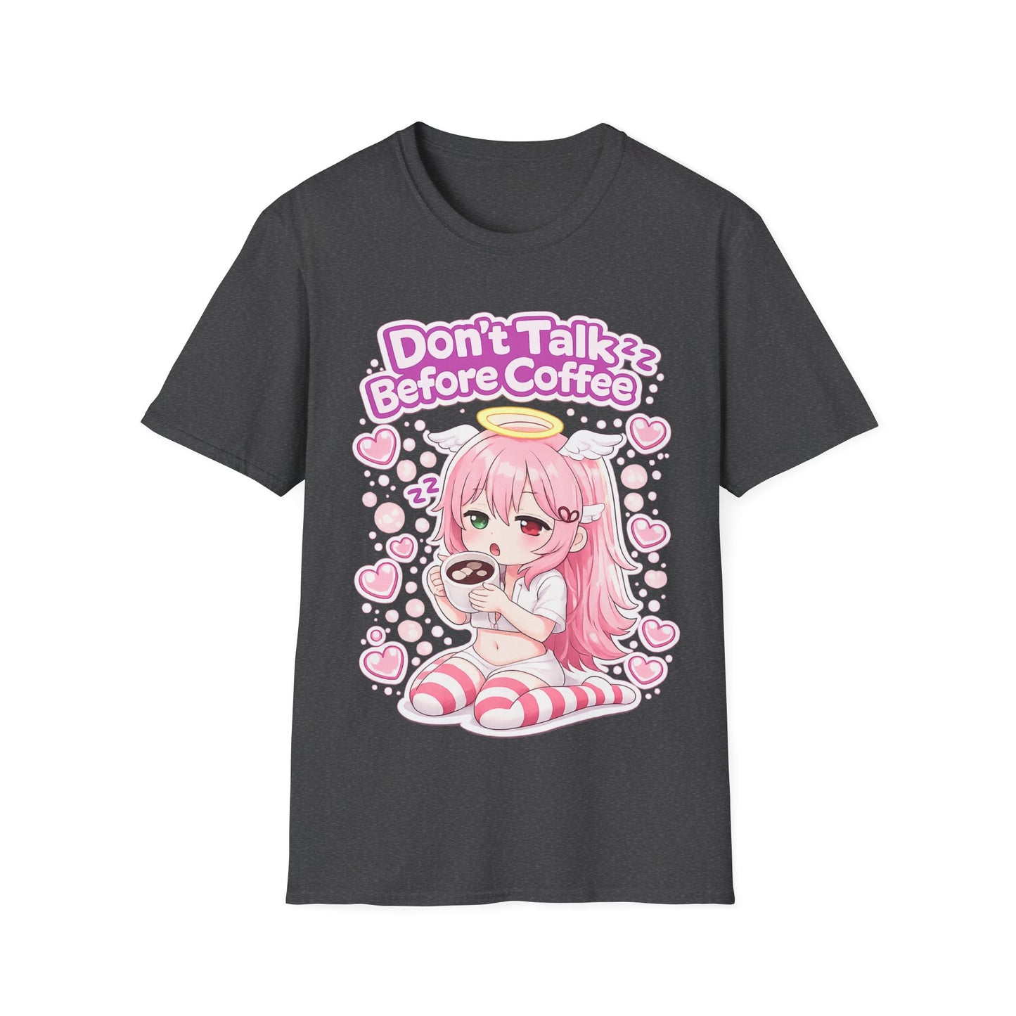 Don't Talk Before Coffee T-Shirt — Cute Pink Anime Girl Coffee Tee