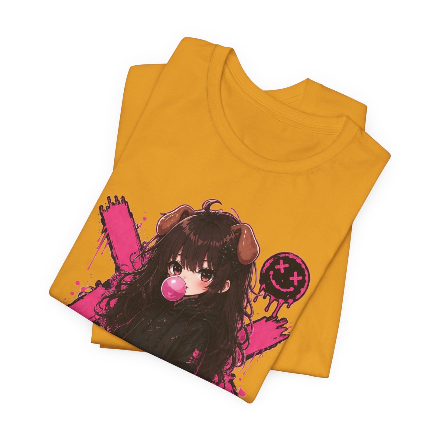 Cute Gothic Bunny Anime T-Shirt – Pastel Streetwear Graphic Tee