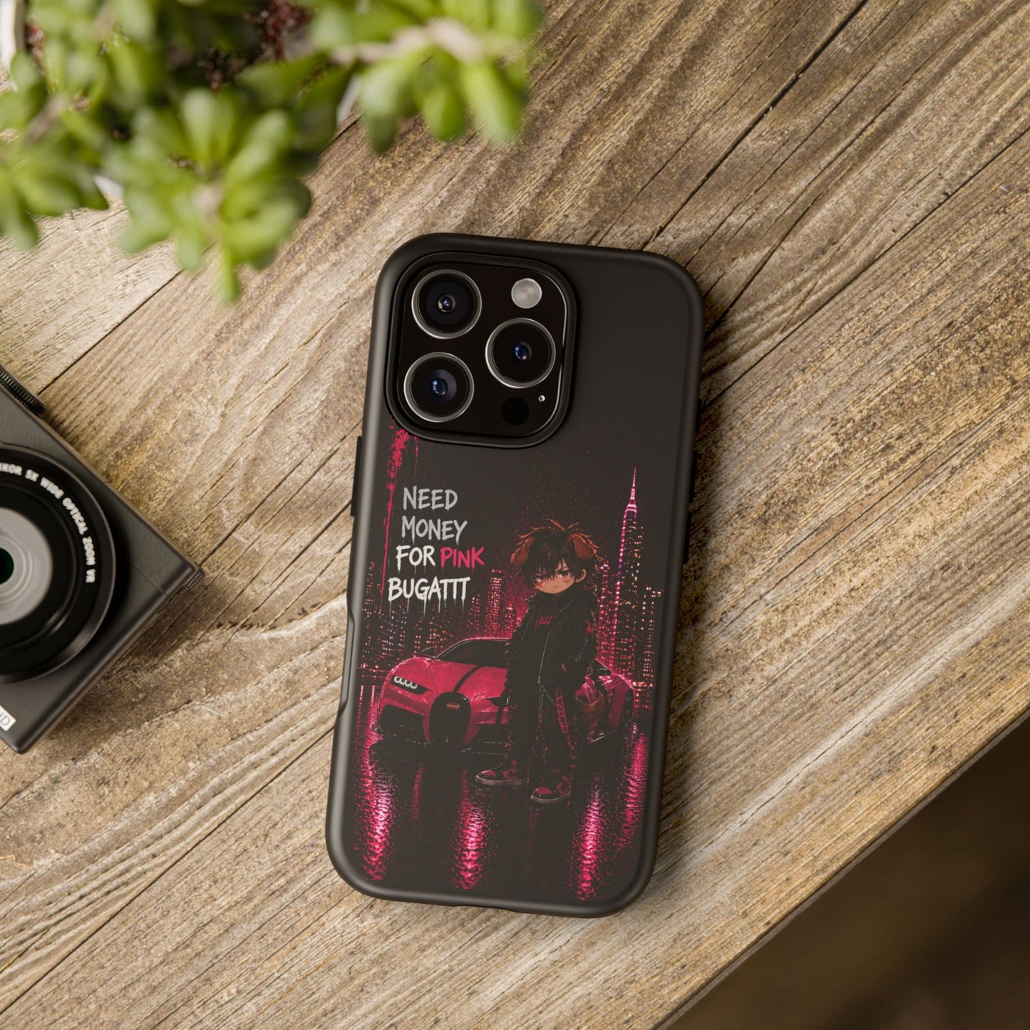 Phone Case — "Need Money for Pink Bugatti" Neon City Tough Case