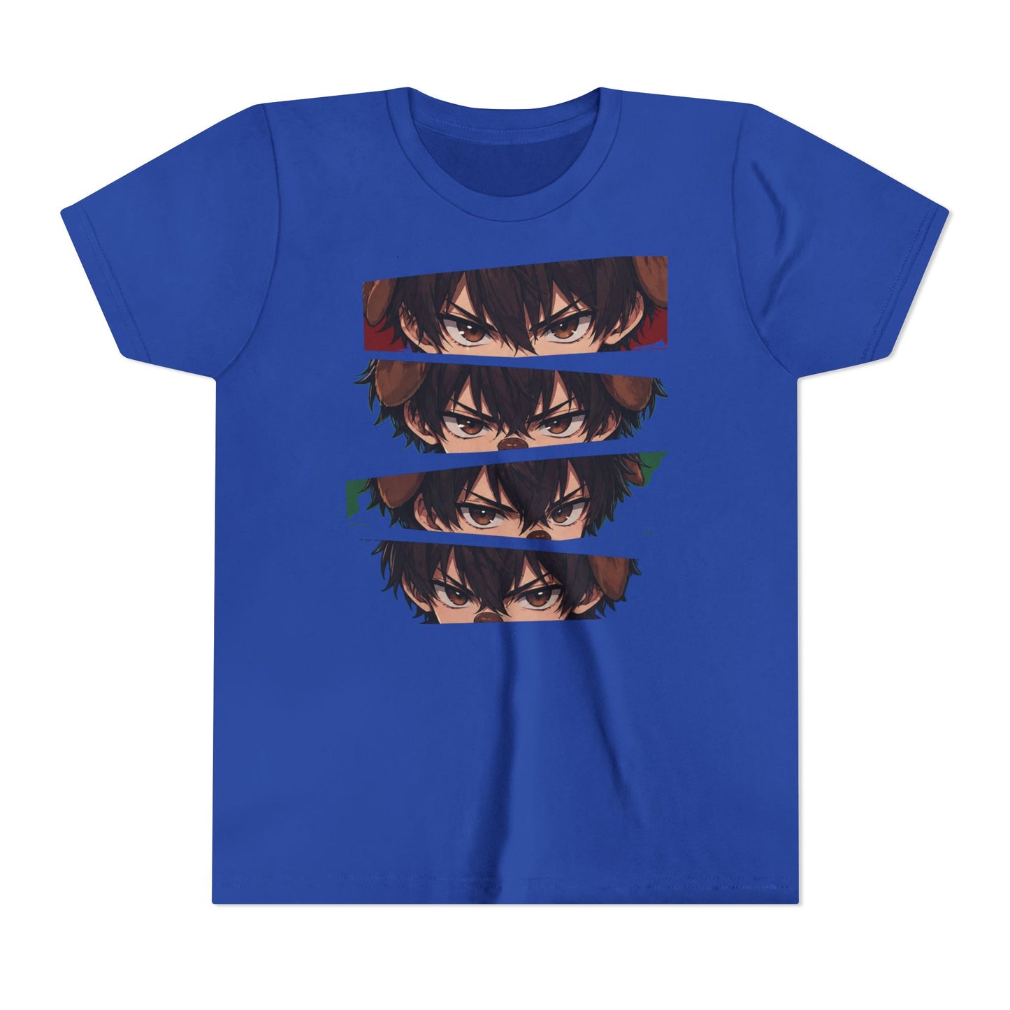 Anime Eyes Youth Tee — Layered Intense Gaze Graphic Shirt