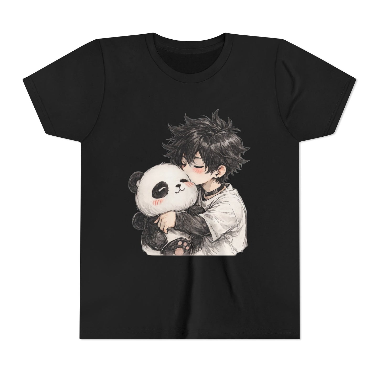 Youth Tee — Cute Anime Boy Hugging Panda Graphic