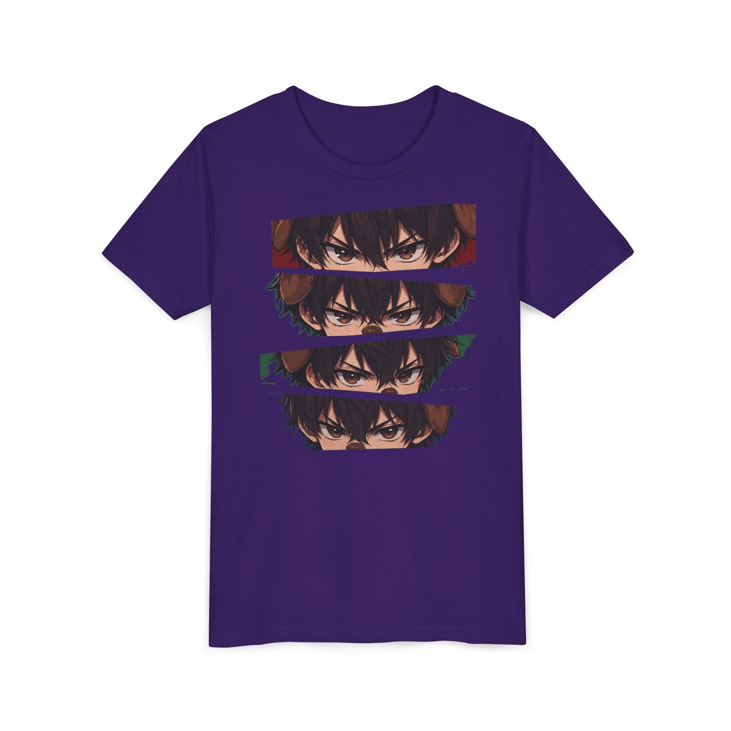 Anime Eyes Youth Tee — Layered Intense Gaze Graphic Shirt
