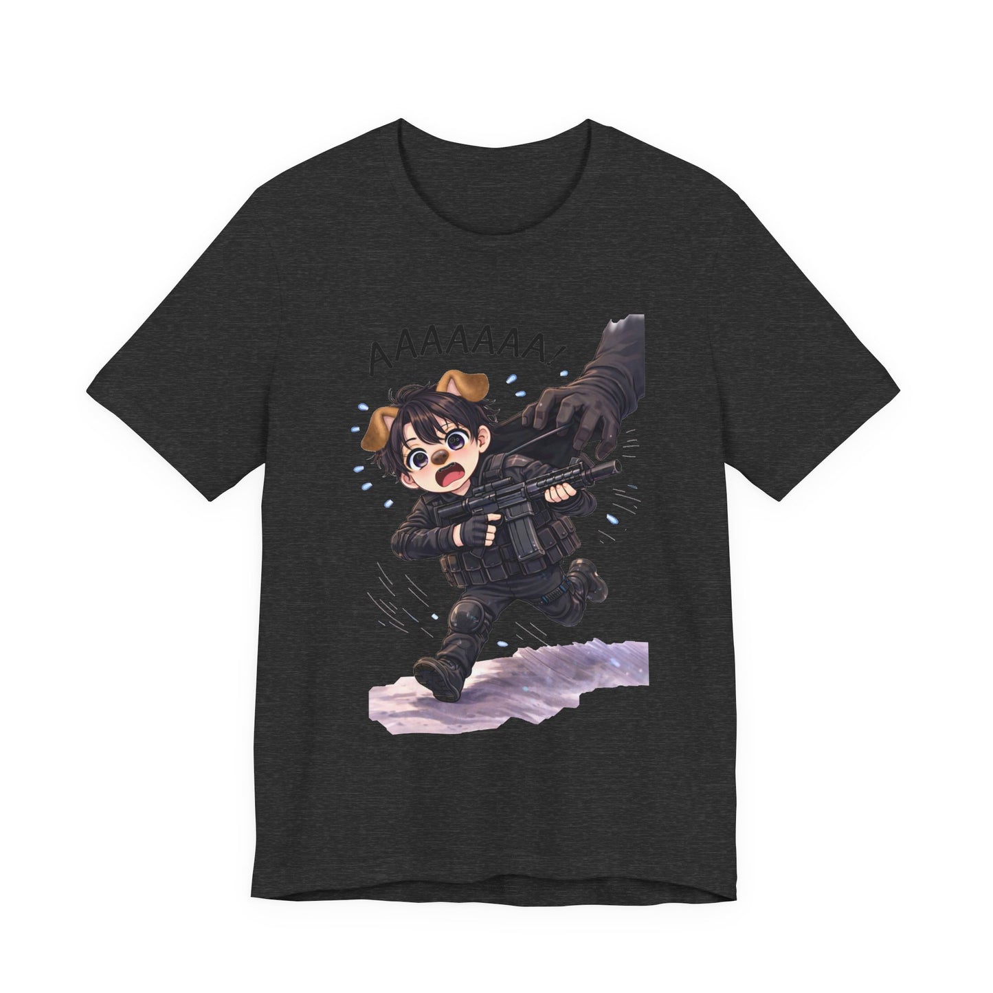 Chibi Soldier 'AAAAAA' Graphic Tee - Cute Military Humor T-Shirt