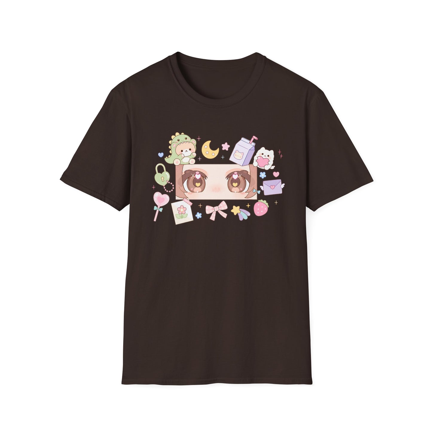 Dreamy Eyes Kawaii Aesthetic Tee – Soft Anime Pastel Streetwear Shirt
