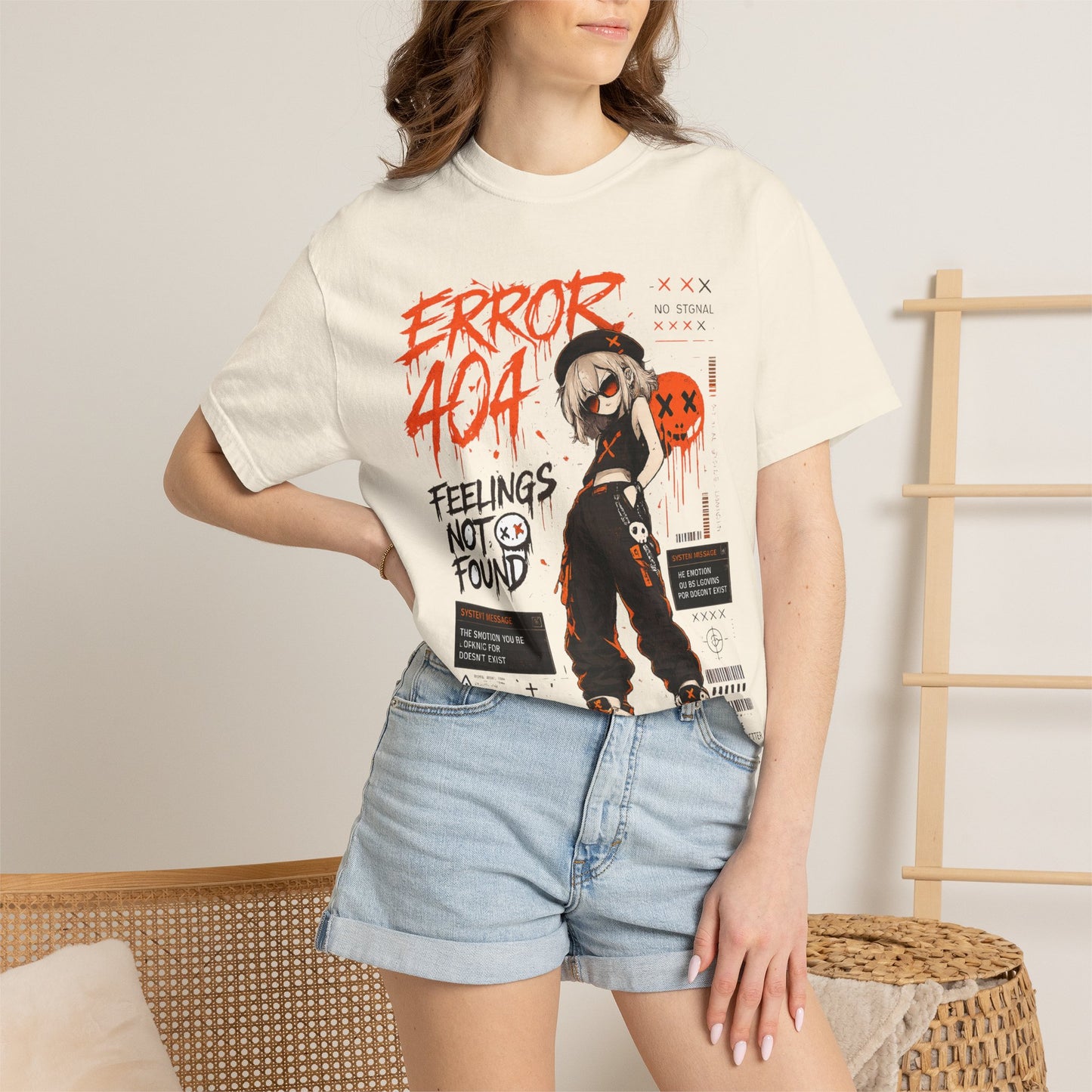 Error 404 Anime Streetwear T-Shirt — "Feelings Not Found" Graphic Tee