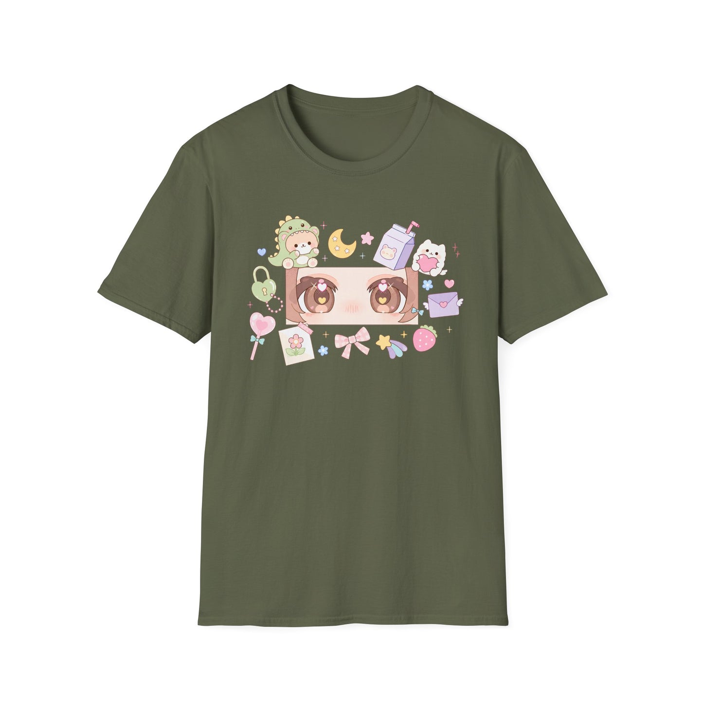 Dreamy Eyes Kawaii Aesthetic Tee – Soft Anime Pastel Streetwear Shirt