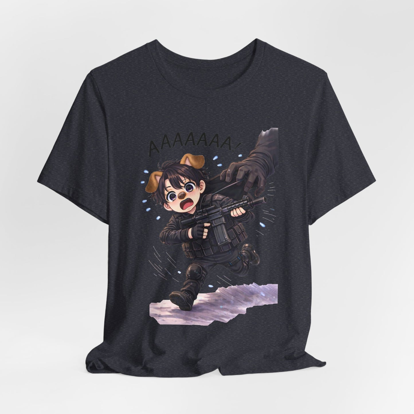 Chibi Soldier 'AAAAAA' Graphic Tee - Cute Military Humor T-Shirt