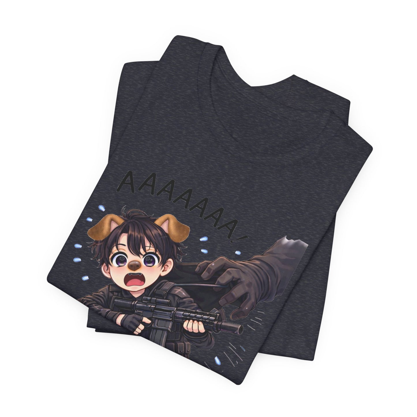 Chibi Soldier 'AAAAAA' Graphic Tee - Cute Military Humor T-Shirt