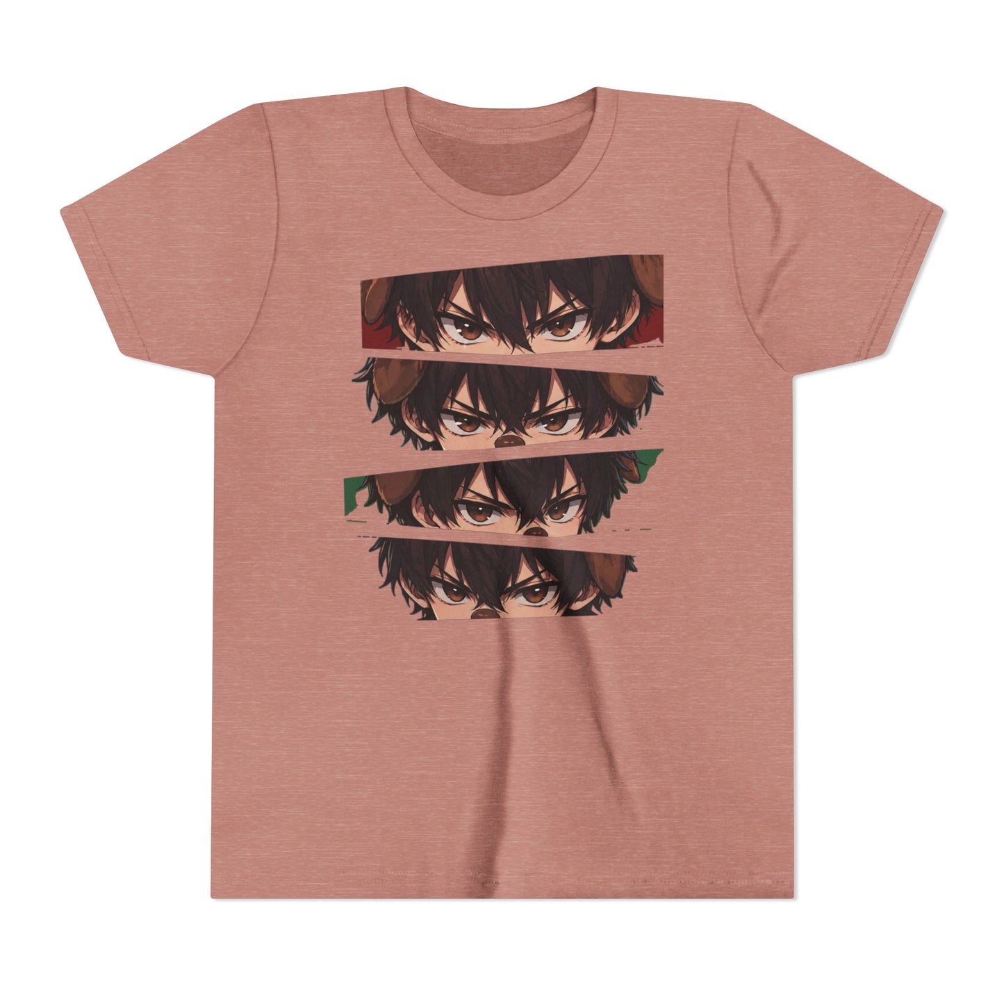 Anime Eyes Youth Tee — Layered Intense Gaze Graphic Shirt