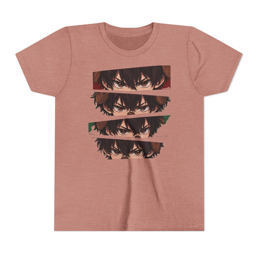 Anime Eyes Youth Tee — Layered Intense Gaze Graphic Shirt