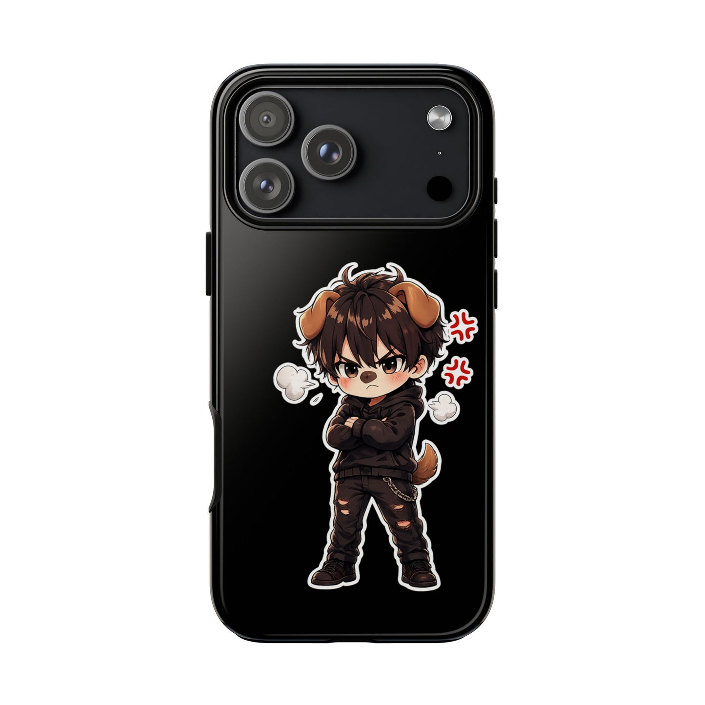 Angry Dog Boy Phone Case — Cute Chibi Anime Protective iPhone Cover