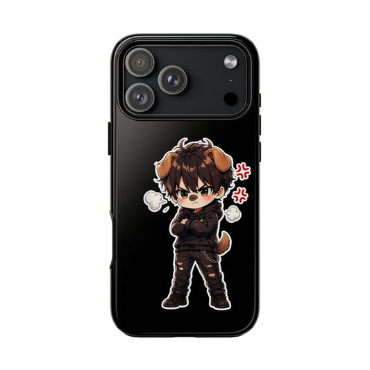 Angry Dog Boy Phone Case — Cute Chibi Anime Protective iPhone Cover