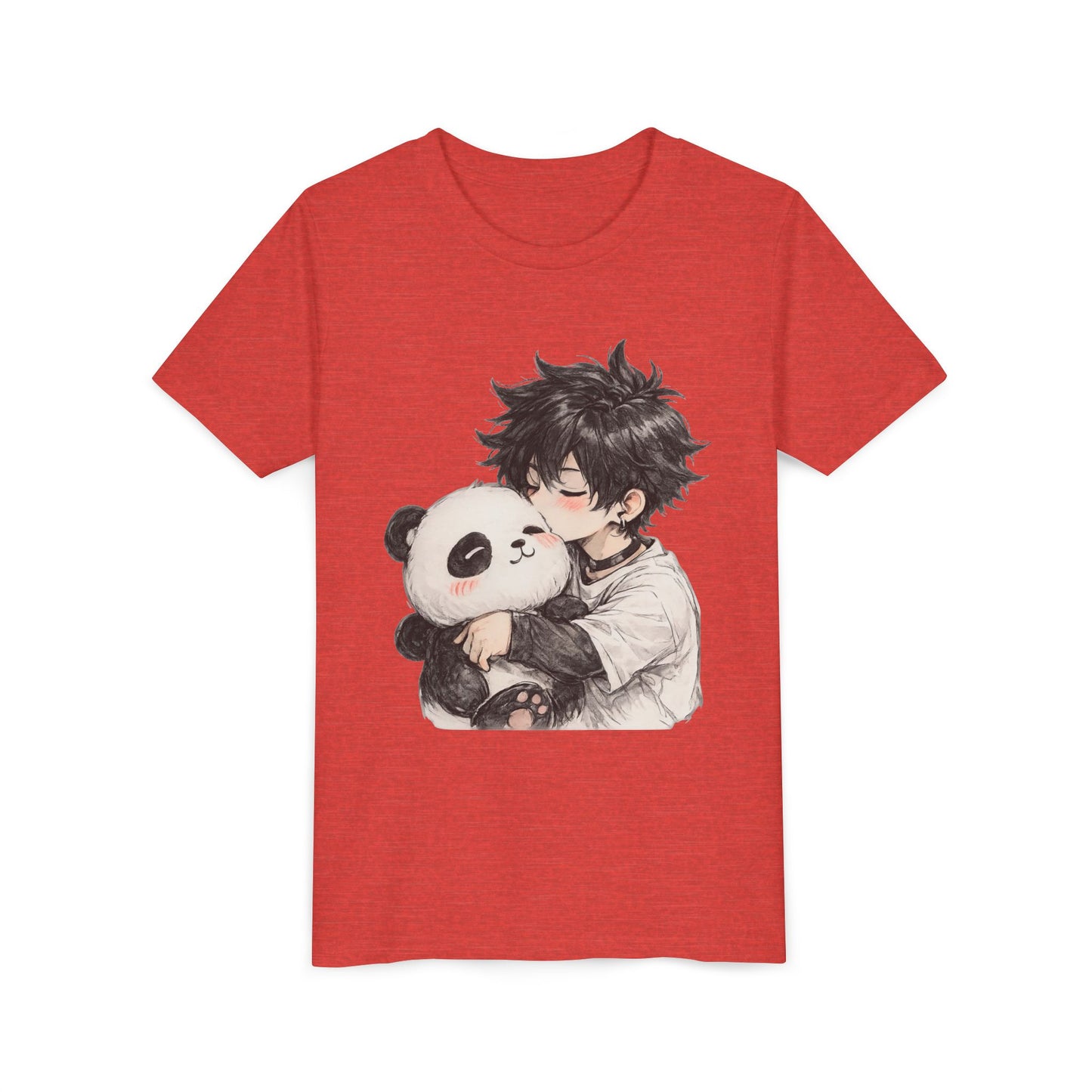 Youth Tee — Cute Anime Boy Hugging Panda Graphic