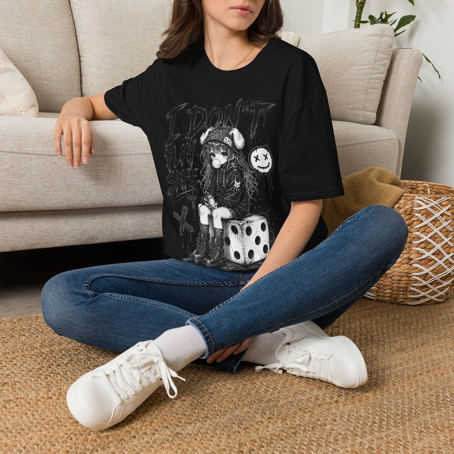 I Don't Play Safe Graphic T-Shirt – Edgy Dice Grim Reaper Streetwear Tee