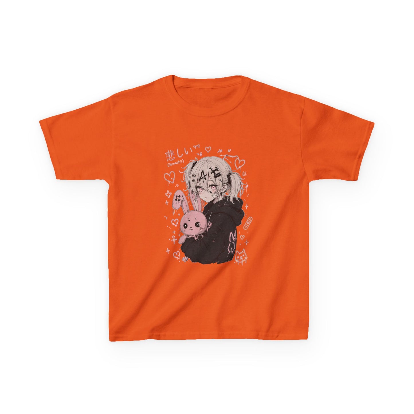Kids Anime Bunny Graphic Tee — Kawaii Sad Girl Design