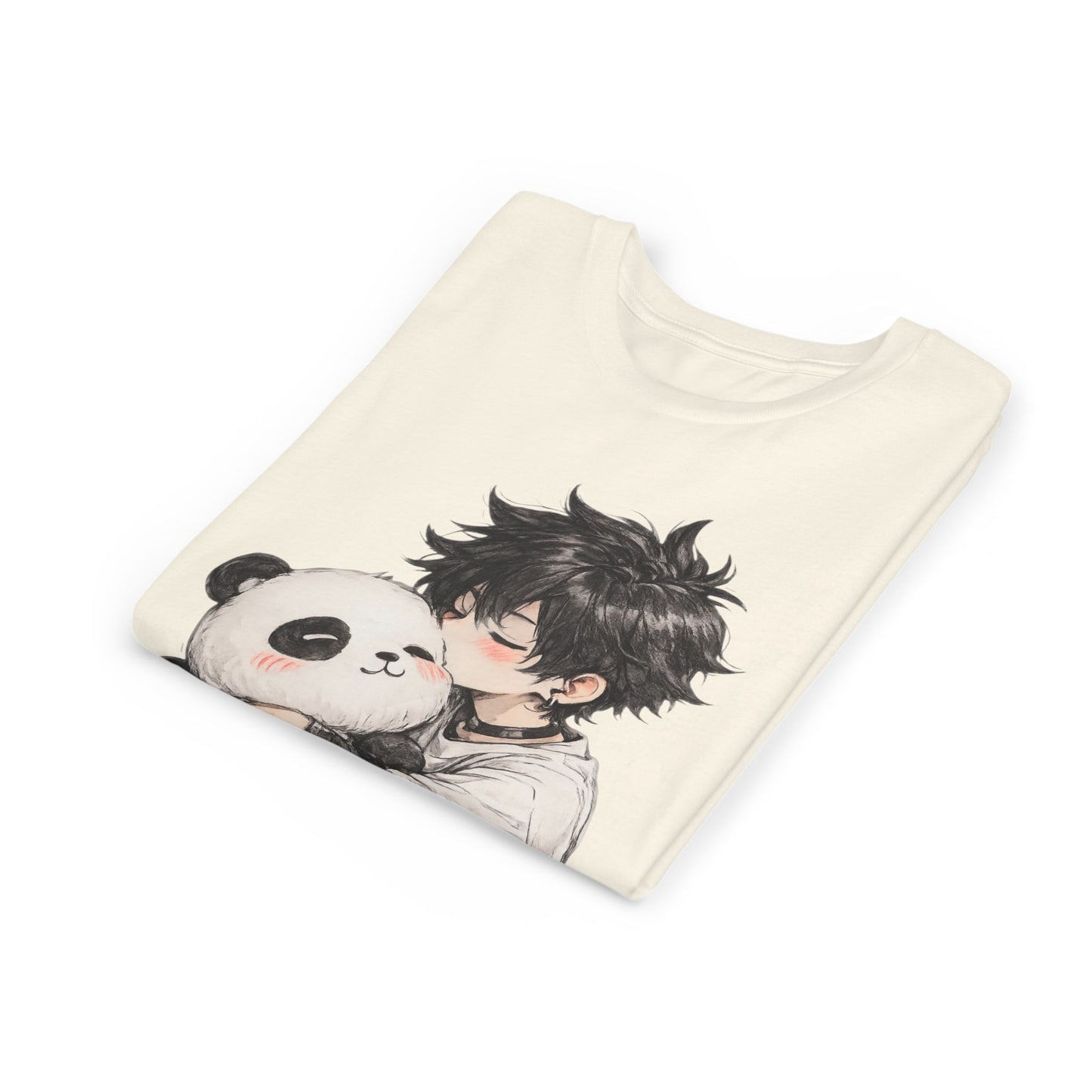 Youth Tee — Cute Anime Boy Hugging Panda Graphic