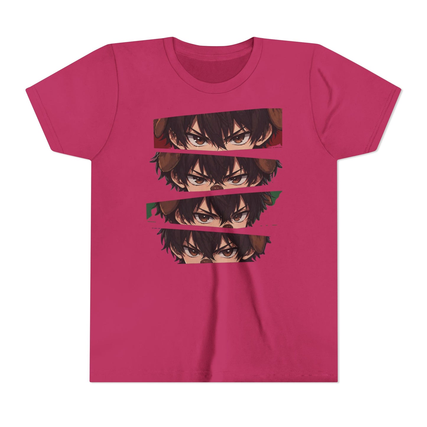 Anime Eyes Youth Tee — Layered Intense Gaze Graphic Shirt