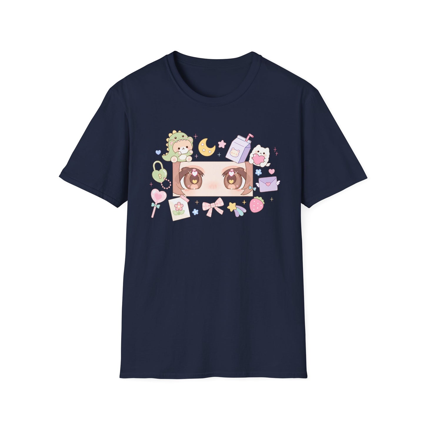 Dreamy Eyes Kawaii Aesthetic Tee – Soft Anime Pastel Streetwear Shirt
