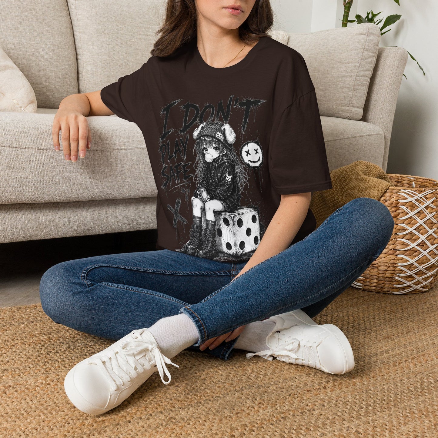I Don't Play Safe Graphic T-Shirt – Edgy Dice Grim Reaper Streetwear Tee
