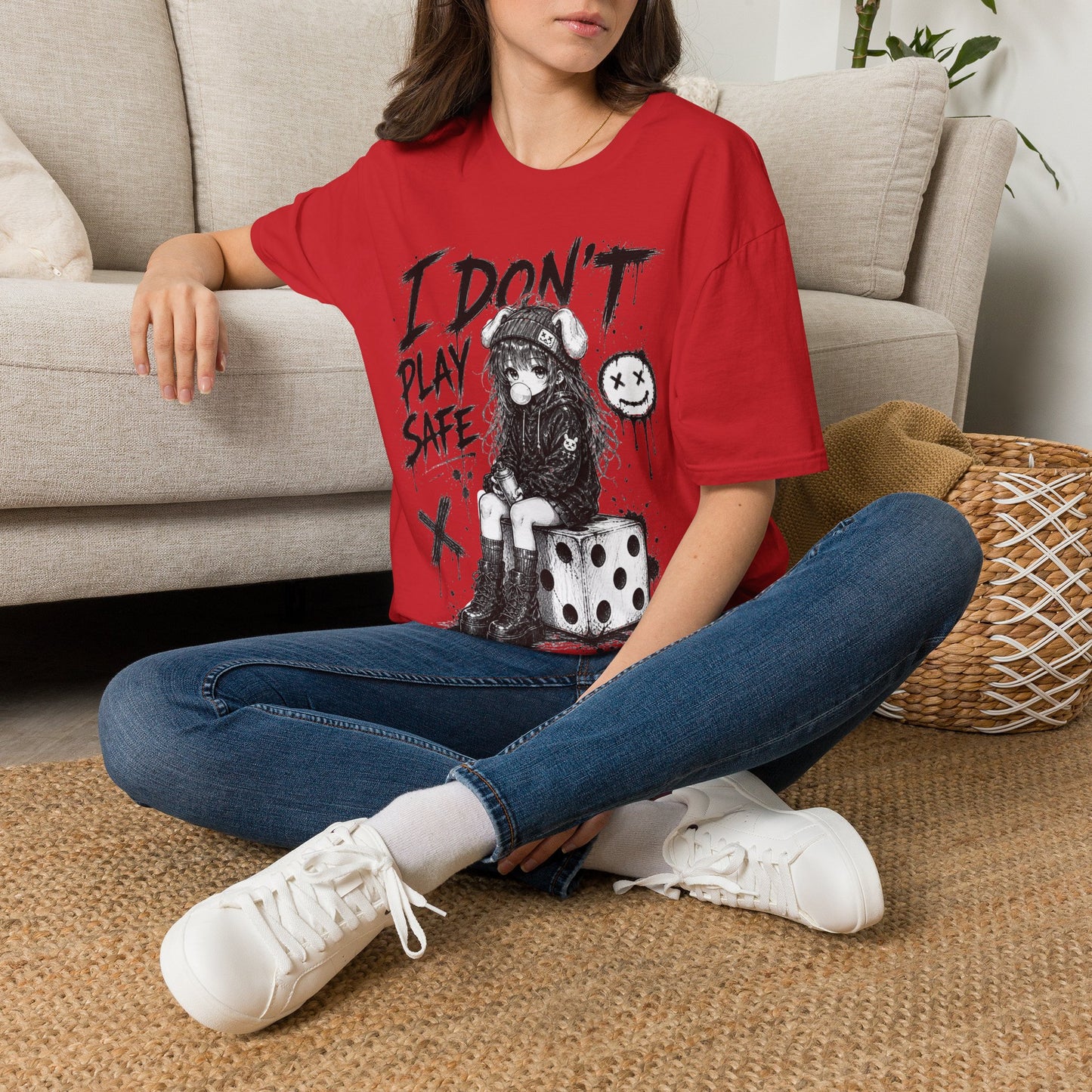 I Don't Play Safe Graphic T-Shirt – Edgy Dice Grim Reaper Streetwear Tee