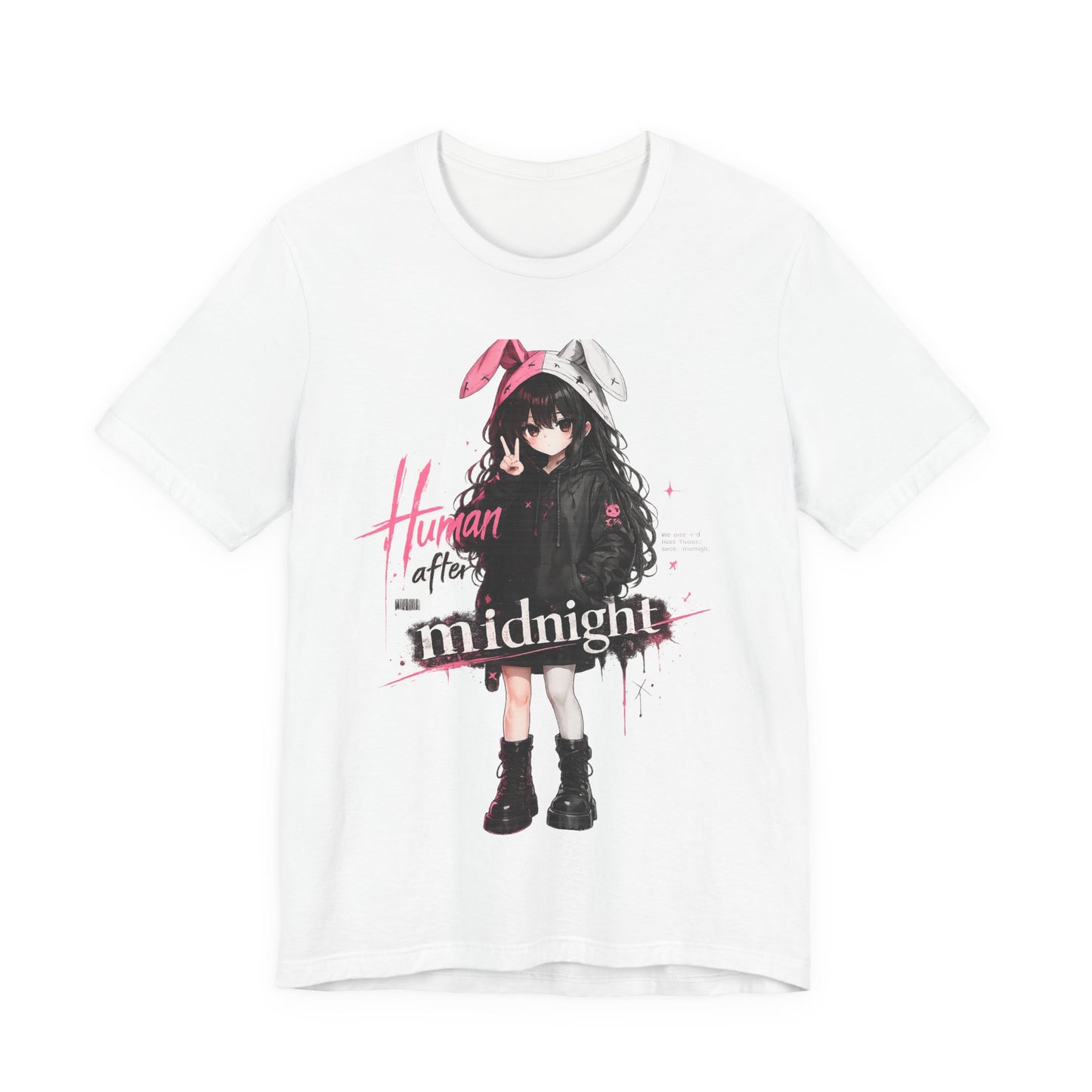 Midnight Bunny Girl Anime T-Shirt – Dark Cute Kawaii Streetwear Tee