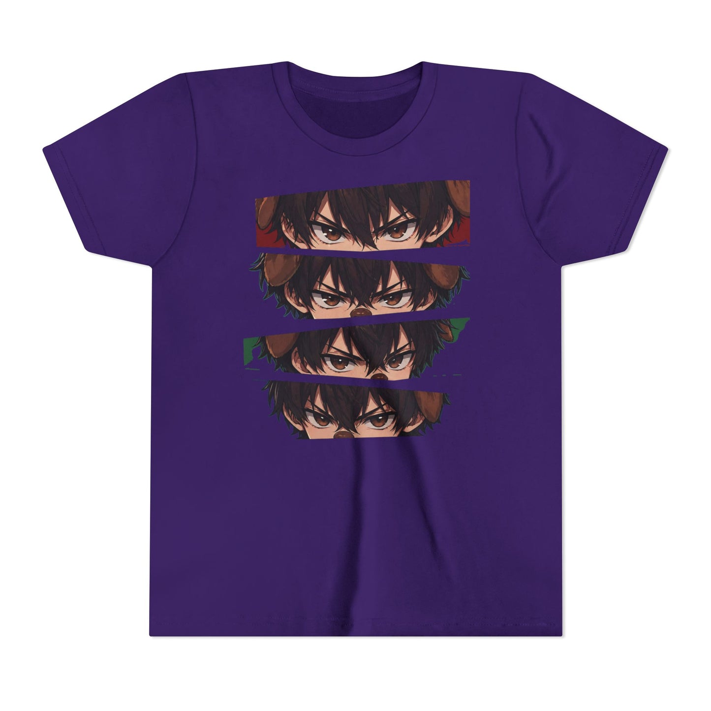 Anime Eyes Youth Tee — Layered Intense Gaze Graphic Shirt