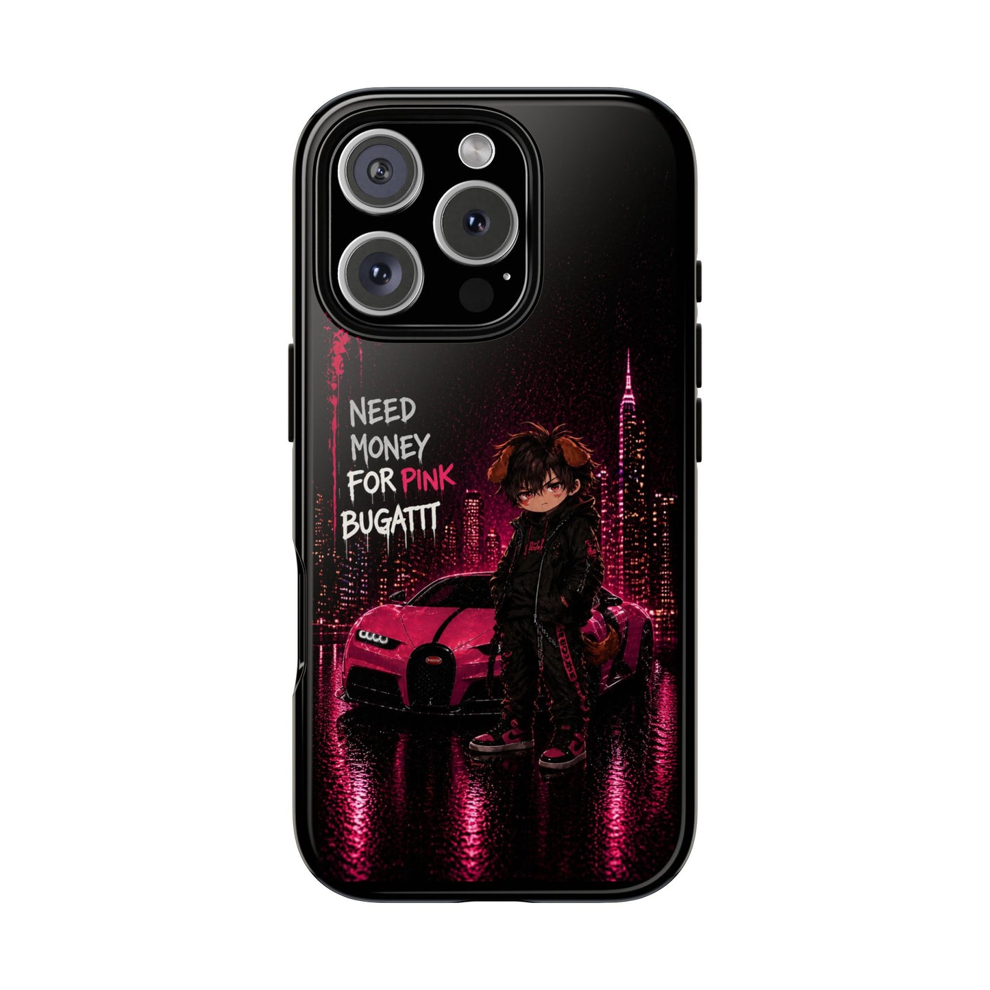 Phone Case — "Need Money for Pink Bugatti" Neon City Tough Case