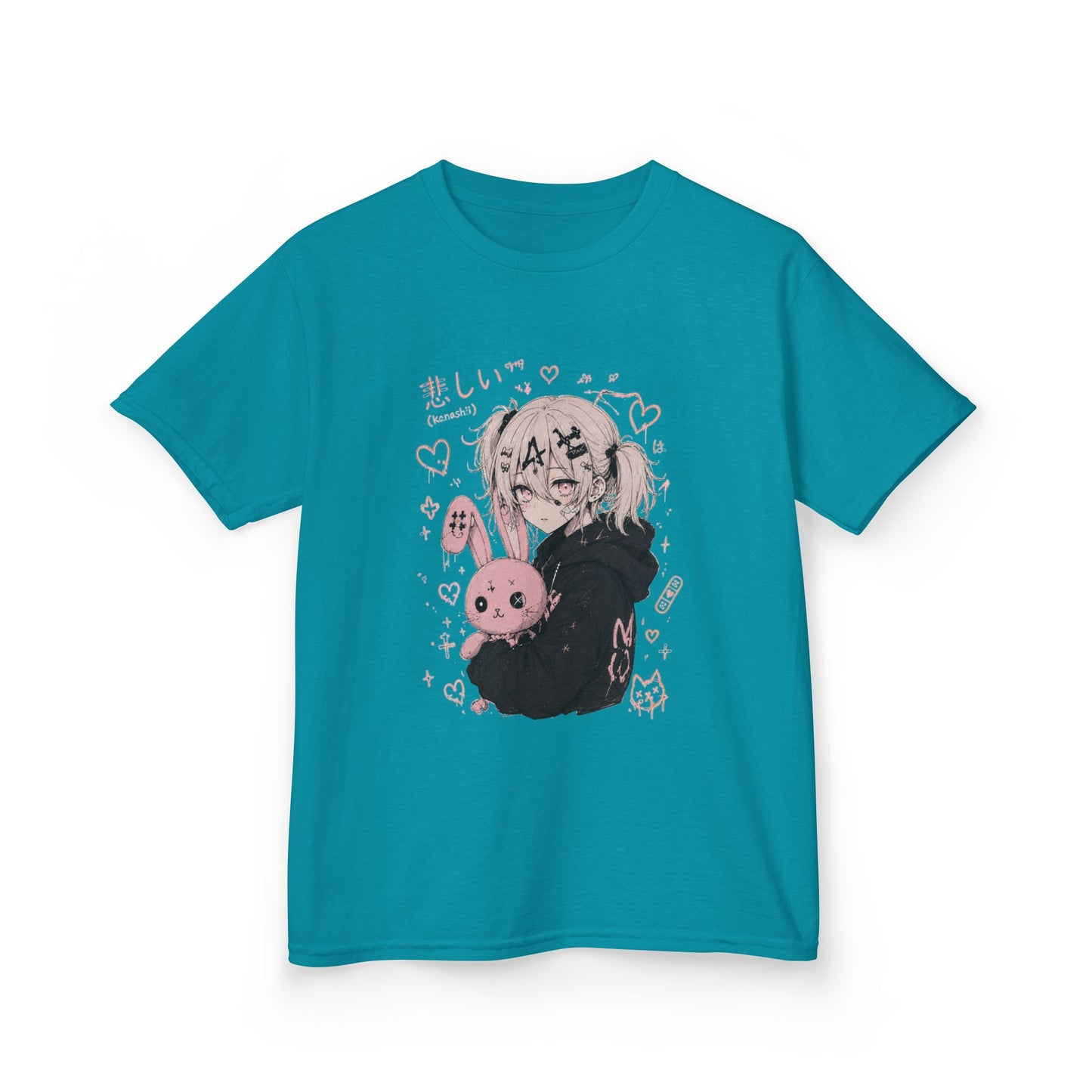 Kids Anime Bunny Graphic Tee — Kawaii Sad Girl Design