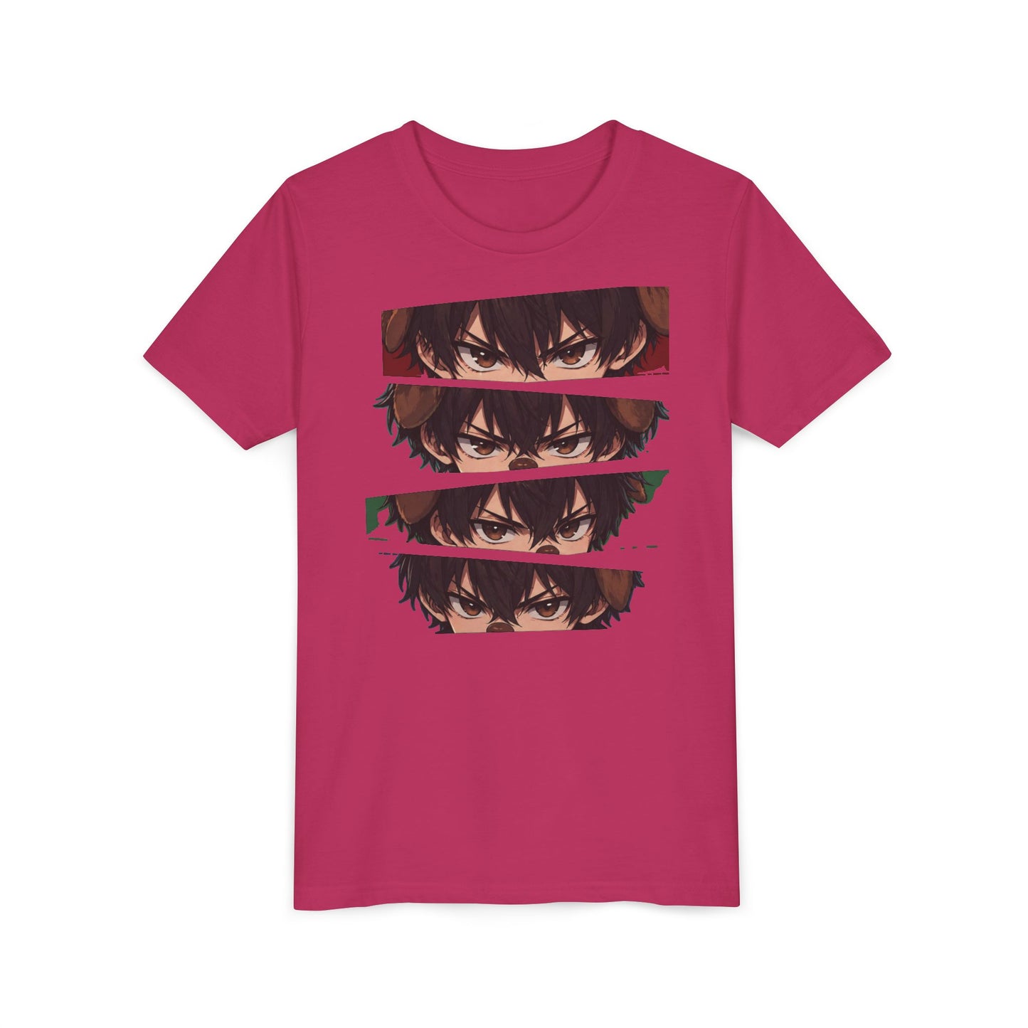 Anime Eyes Youth Tee — Layered Intense Gaze Graphic Shirt