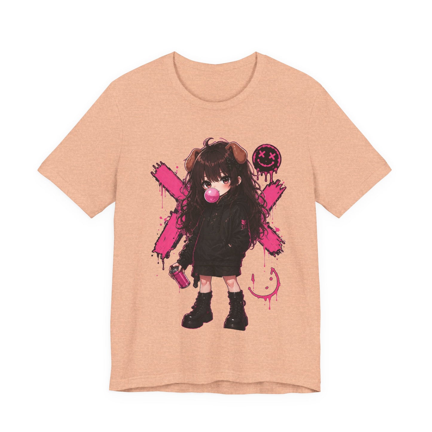 Cute Gothic Bunny Anime T-Shirt – Pastel Streetwear Graphic Tee