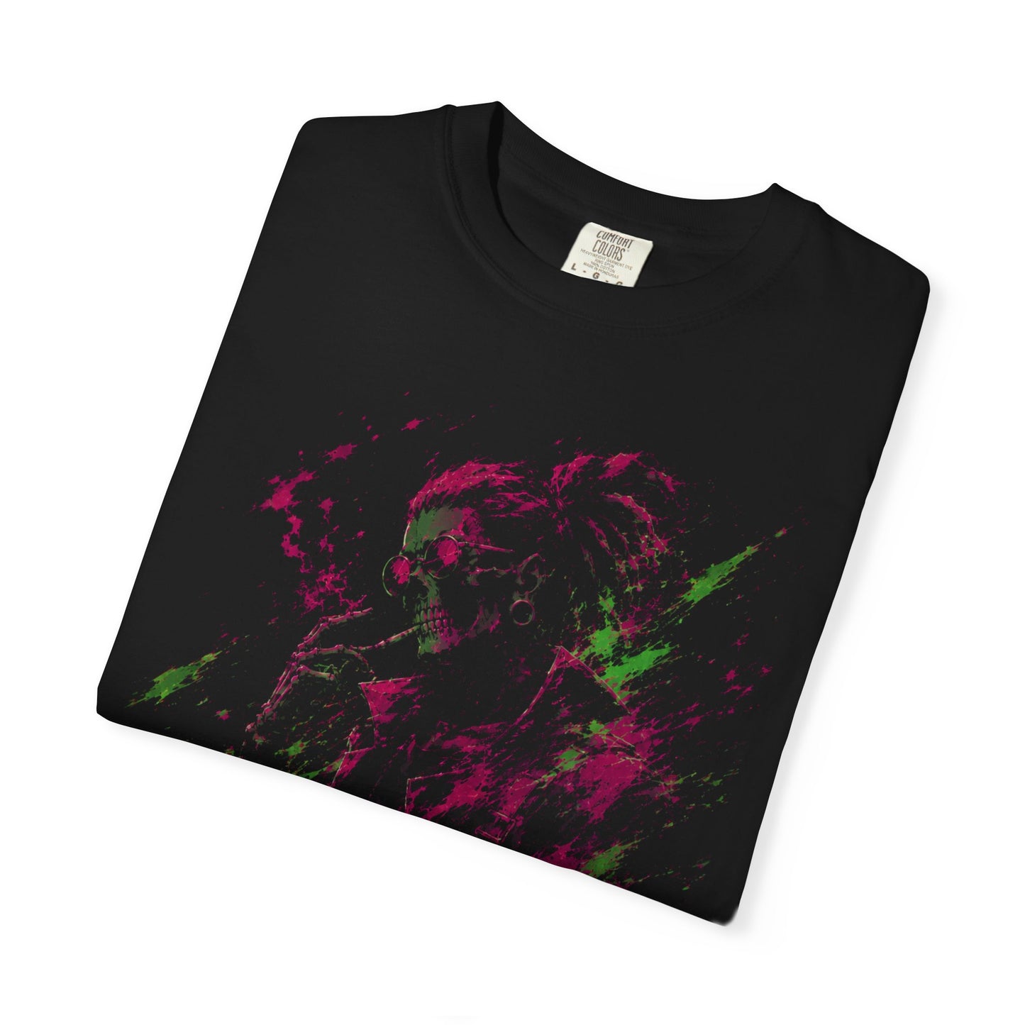 Neon Reaper Oversized Tee – Cyberpunk Streetwear Skeleton Design