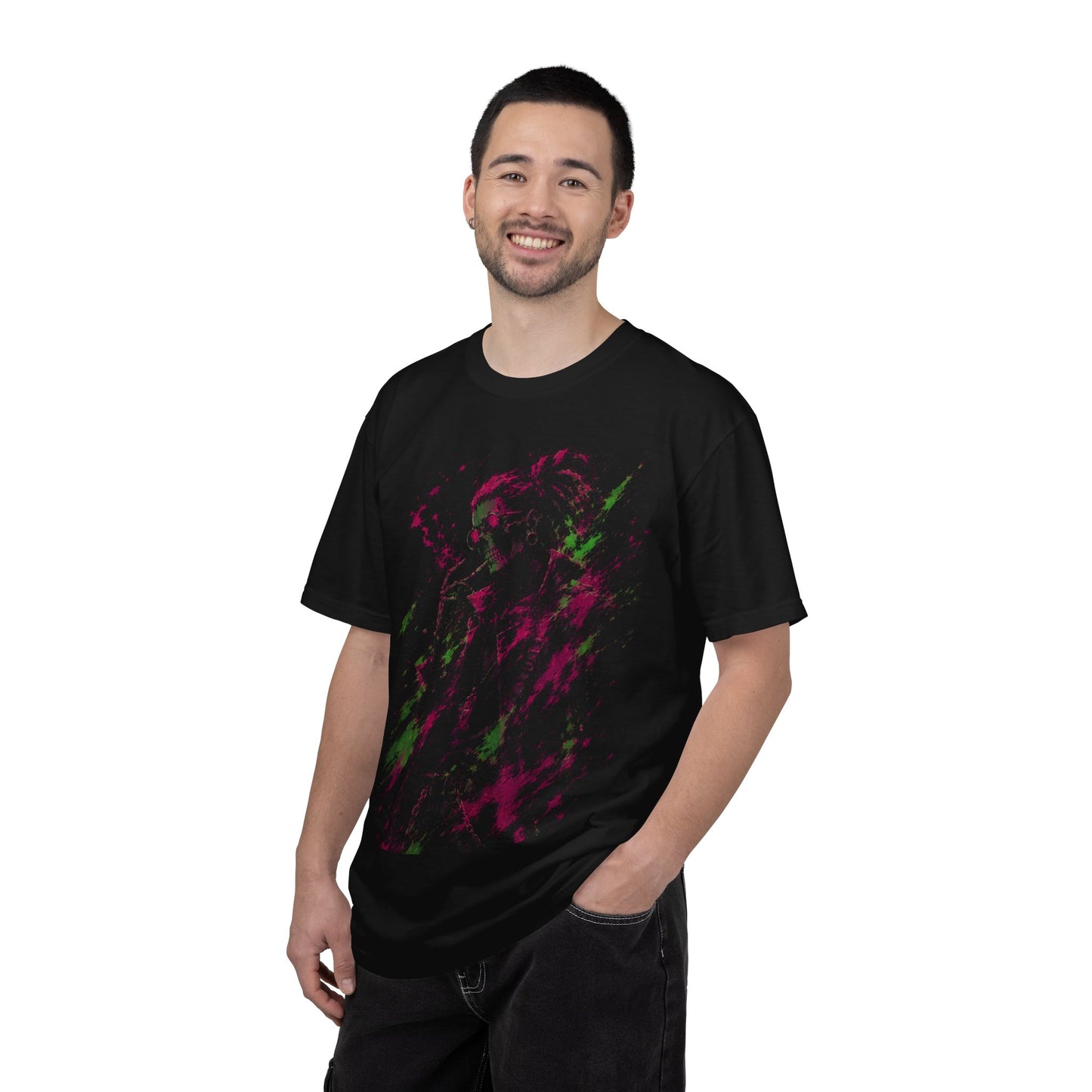 Neon Reaper Oversized Tee – Cyberpunk Streetwear Skeleton Design