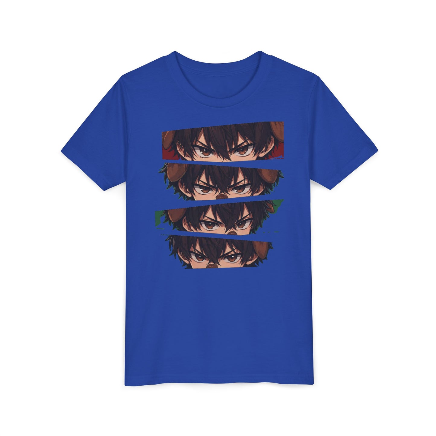 Anime Eyes Youth Tee — Layered Intense Gaze Graphic Shirt
