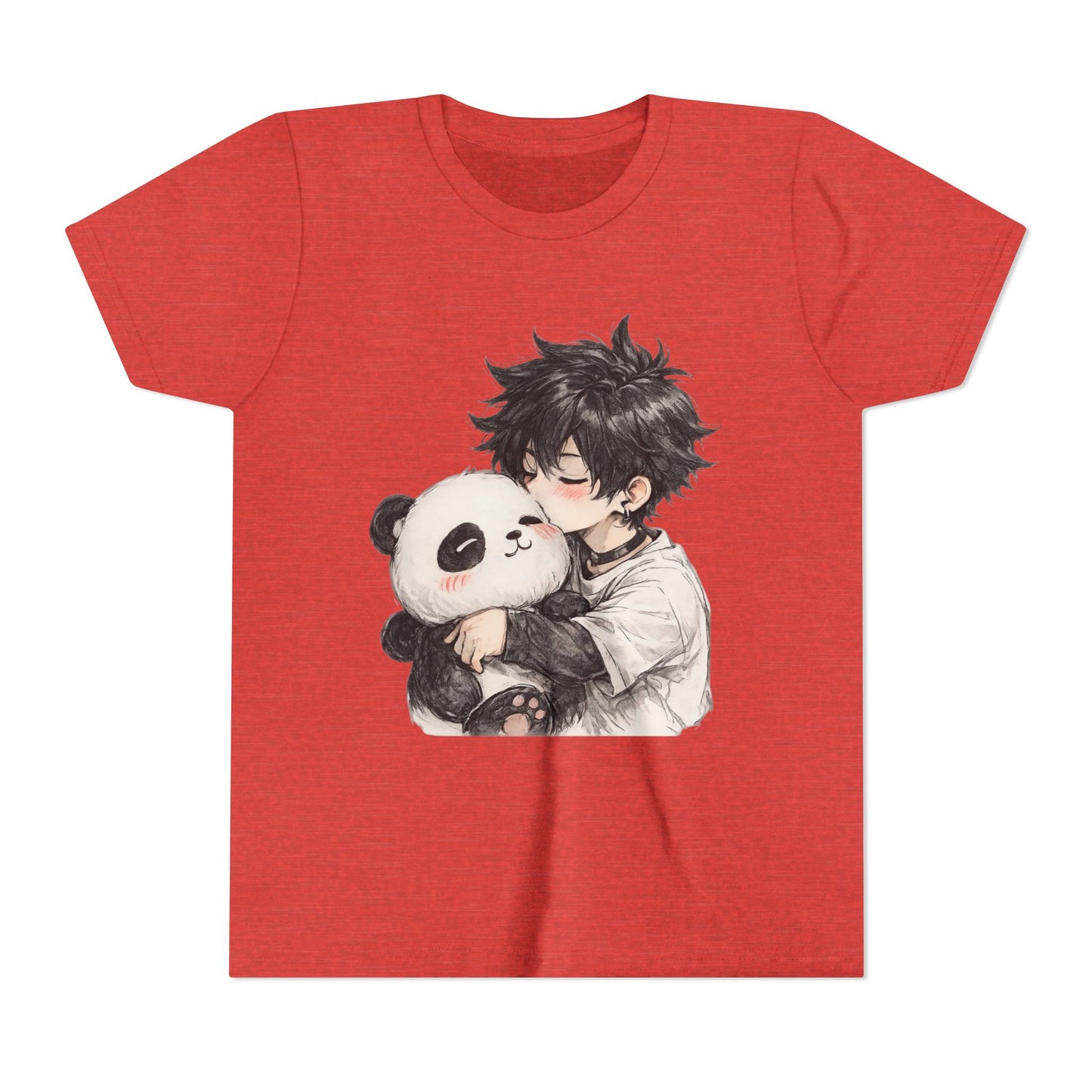 Youth Tee — Cute Anime Boy Hugging Panda Graphic