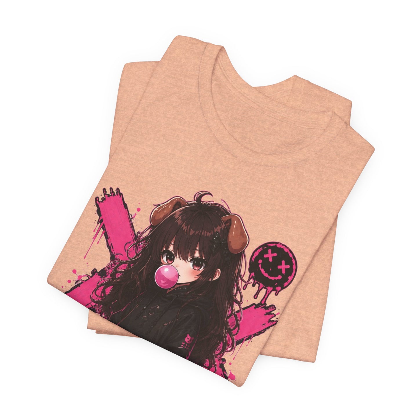 Cute Gothic Bunny Anime T-Shirt – Pastel Streetwear Graphic Tee