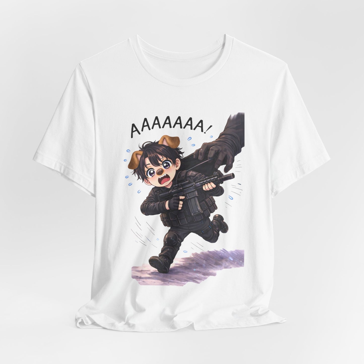 Chibi Soldier 'AAAAAA' Graphic Tee - Cute Military Humor T-Shirt