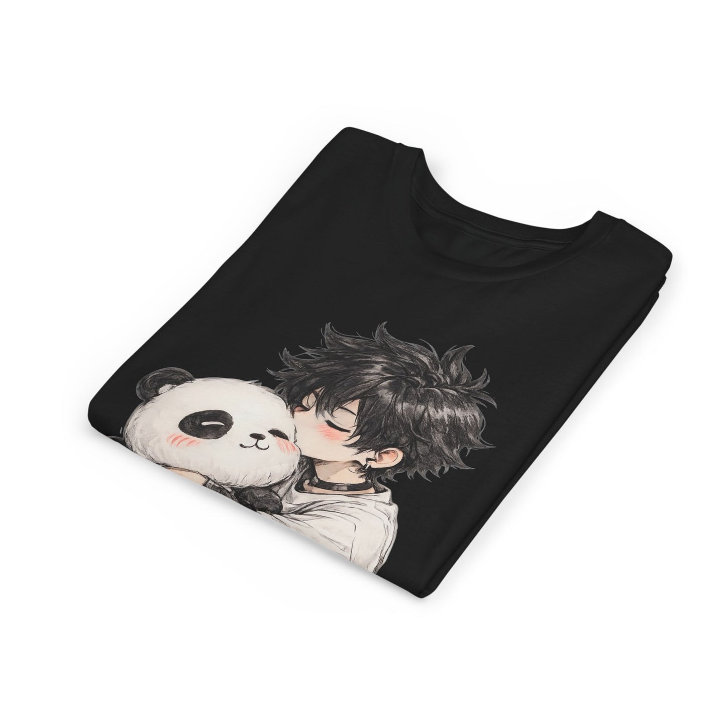 Youth Tee — Cute Anime Boy Hugging Panda Graphic