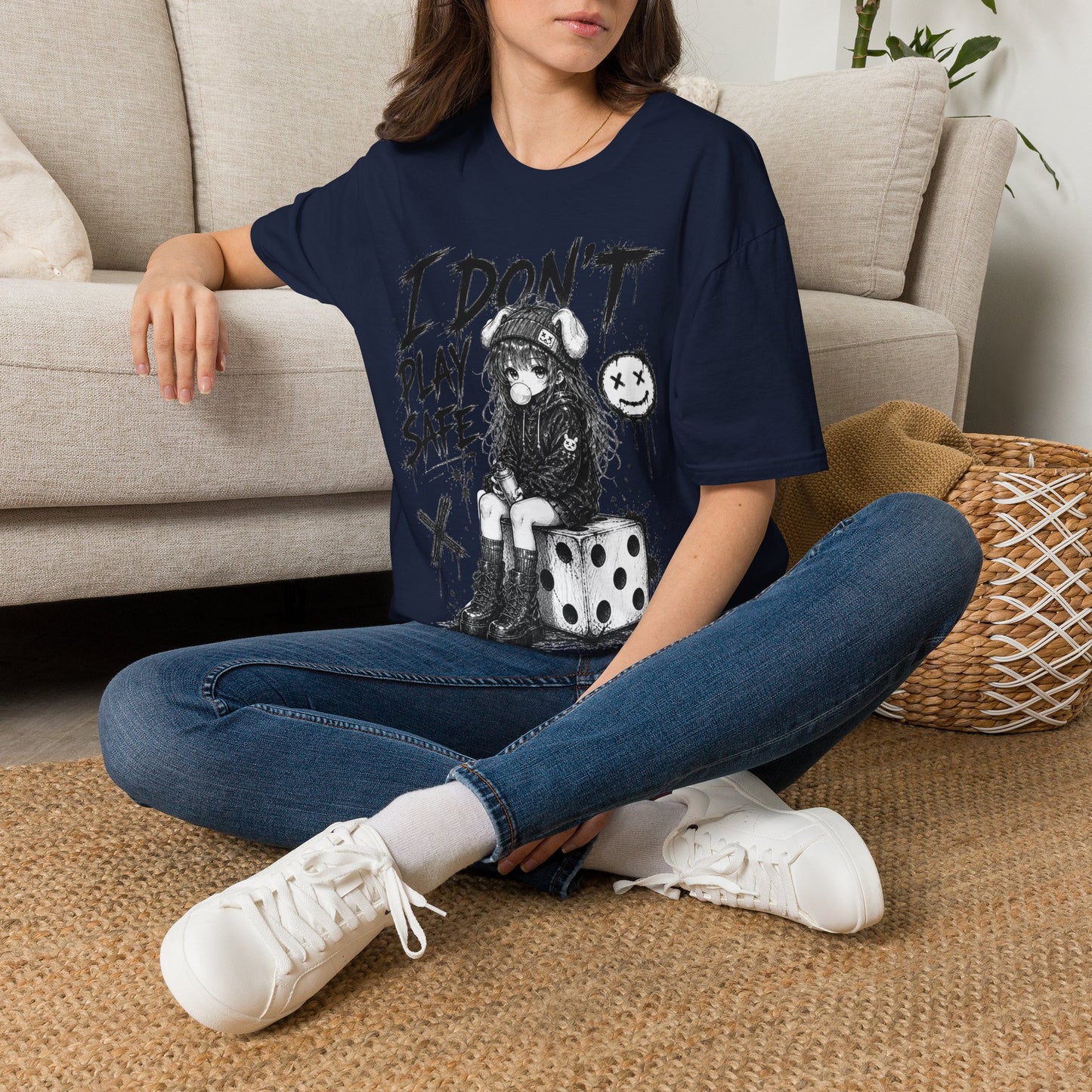 I Don't Play Safe Graphic T-Shirt – Edgy Dice Grim Reaper Streetwear Tee