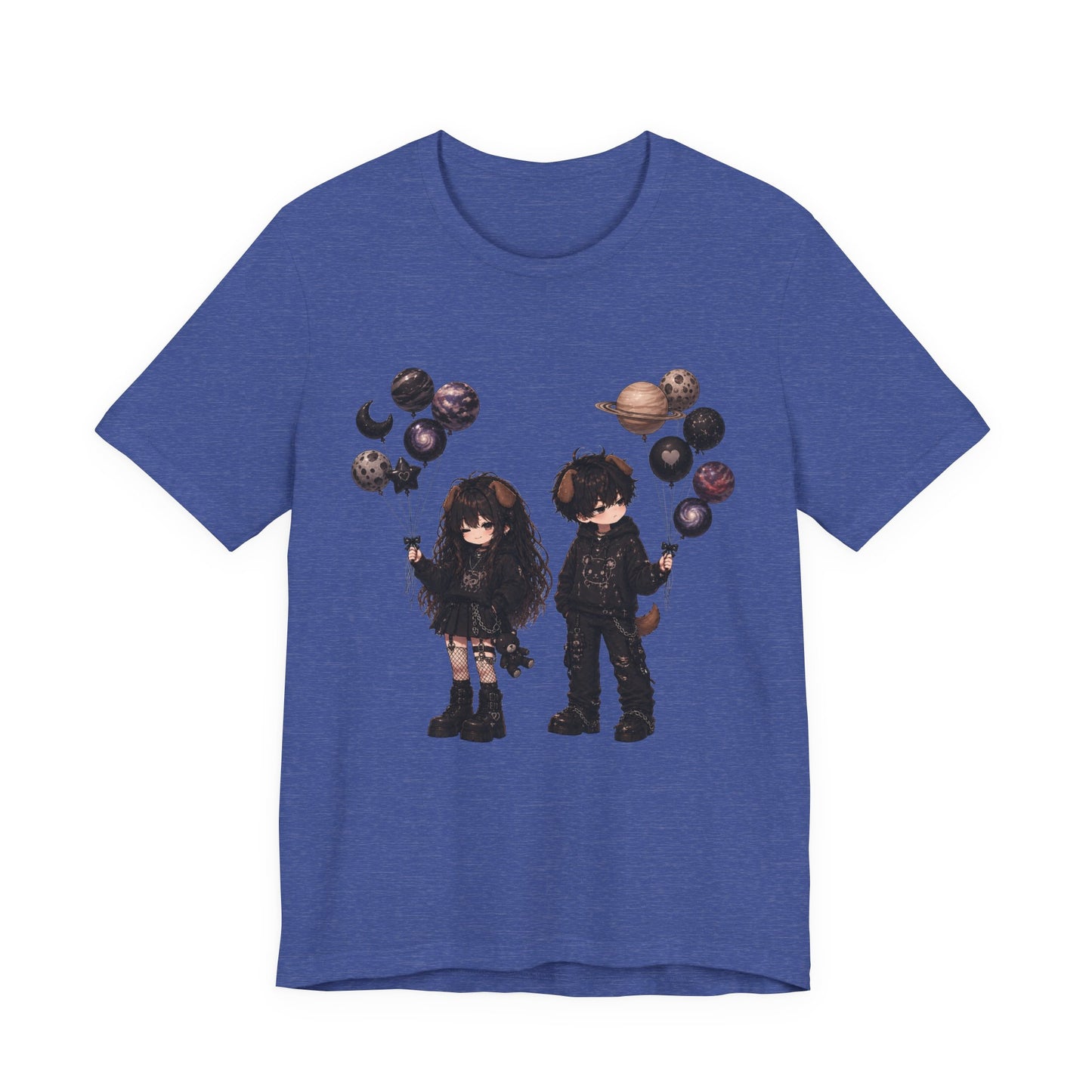 Gothic Kids with Planet Balloons T-Shirt