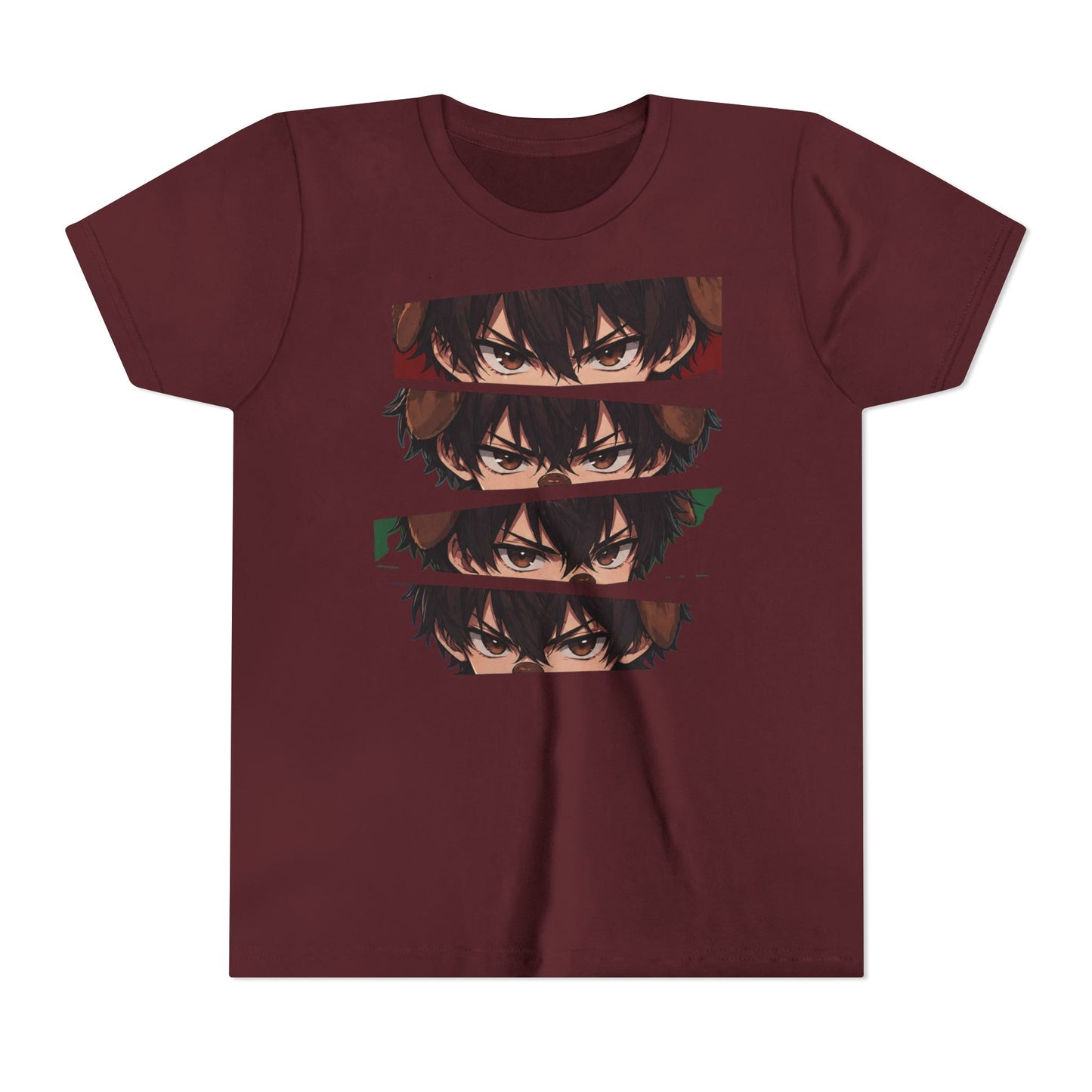 Anime Eyes Youth Tee — Layered Intense Gaze Graphic Shirt