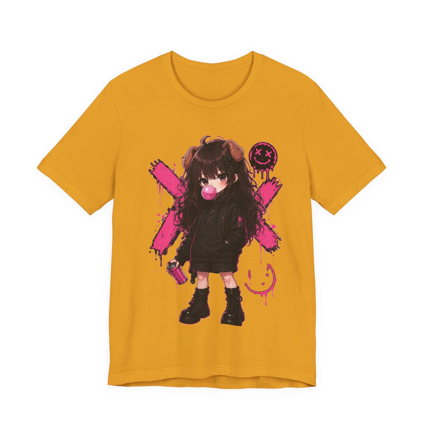 Cute Gothic Bunny Anime T-Shirt – Pastel Streetwear Graphic Tee