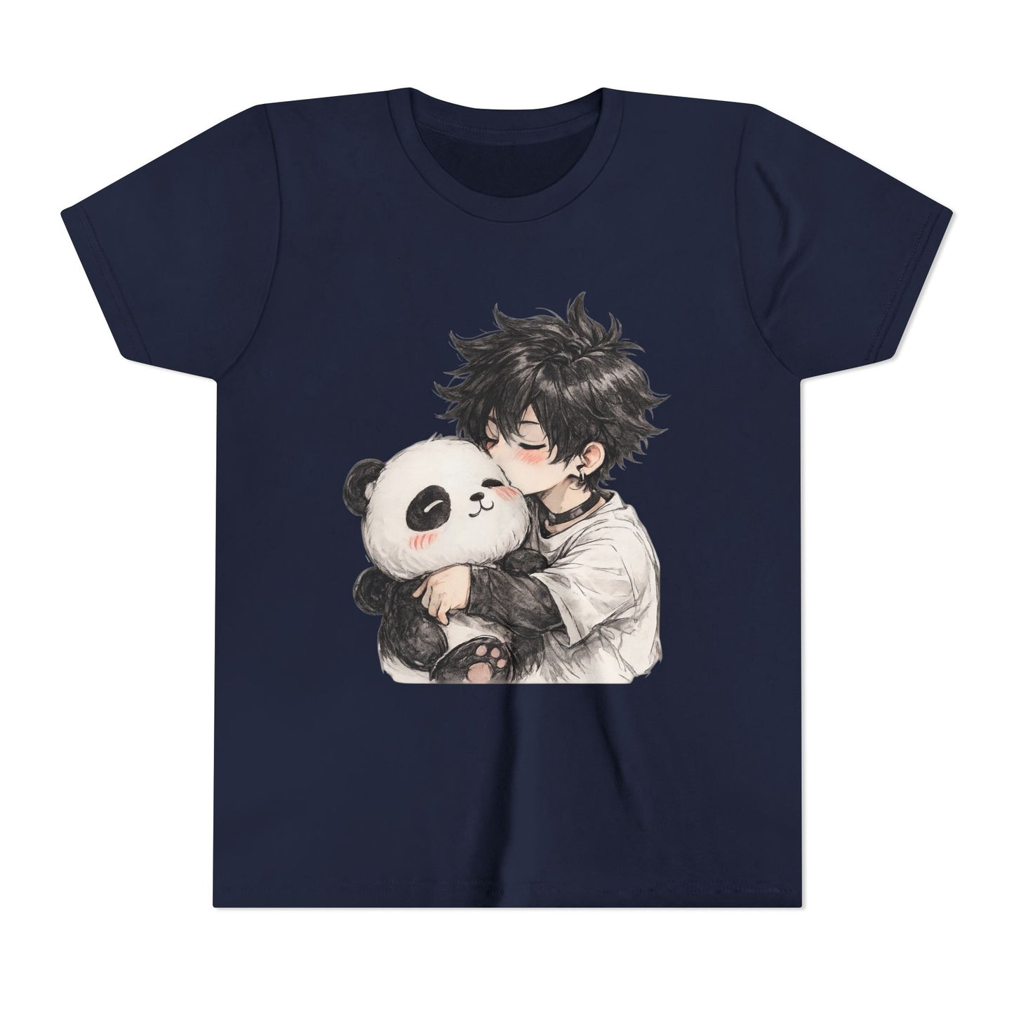 Youth Tee — Cute Anime Boy Hugging Panda Graphic