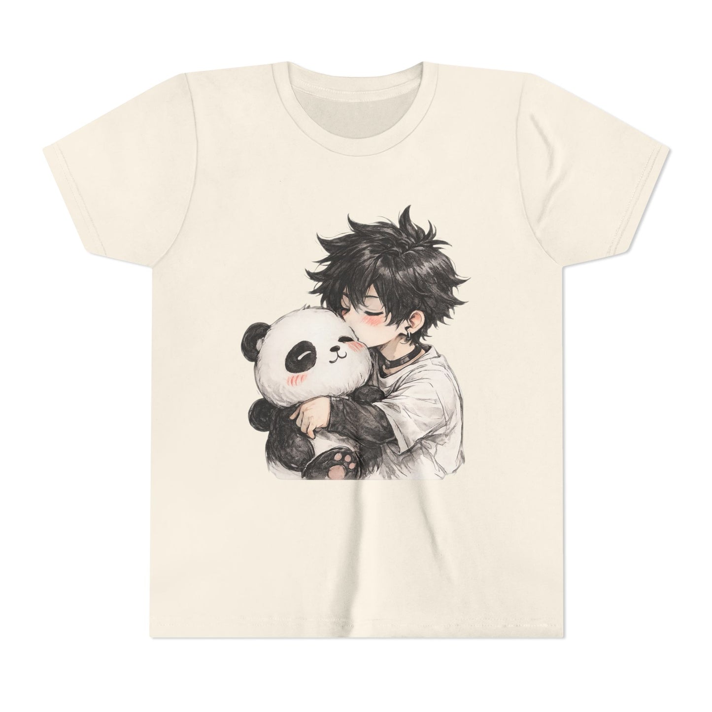 Youth Tee — Cute Anime Boy Hugging Panda Graphic