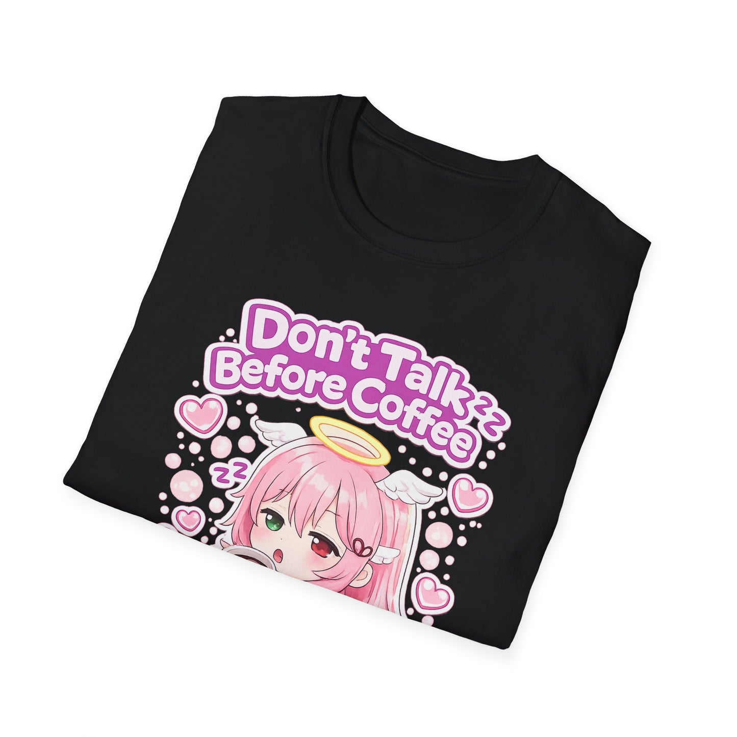 Don't Talk Before Coffee T-Shirt — Cute Pink Anime Girl Coffee Tee