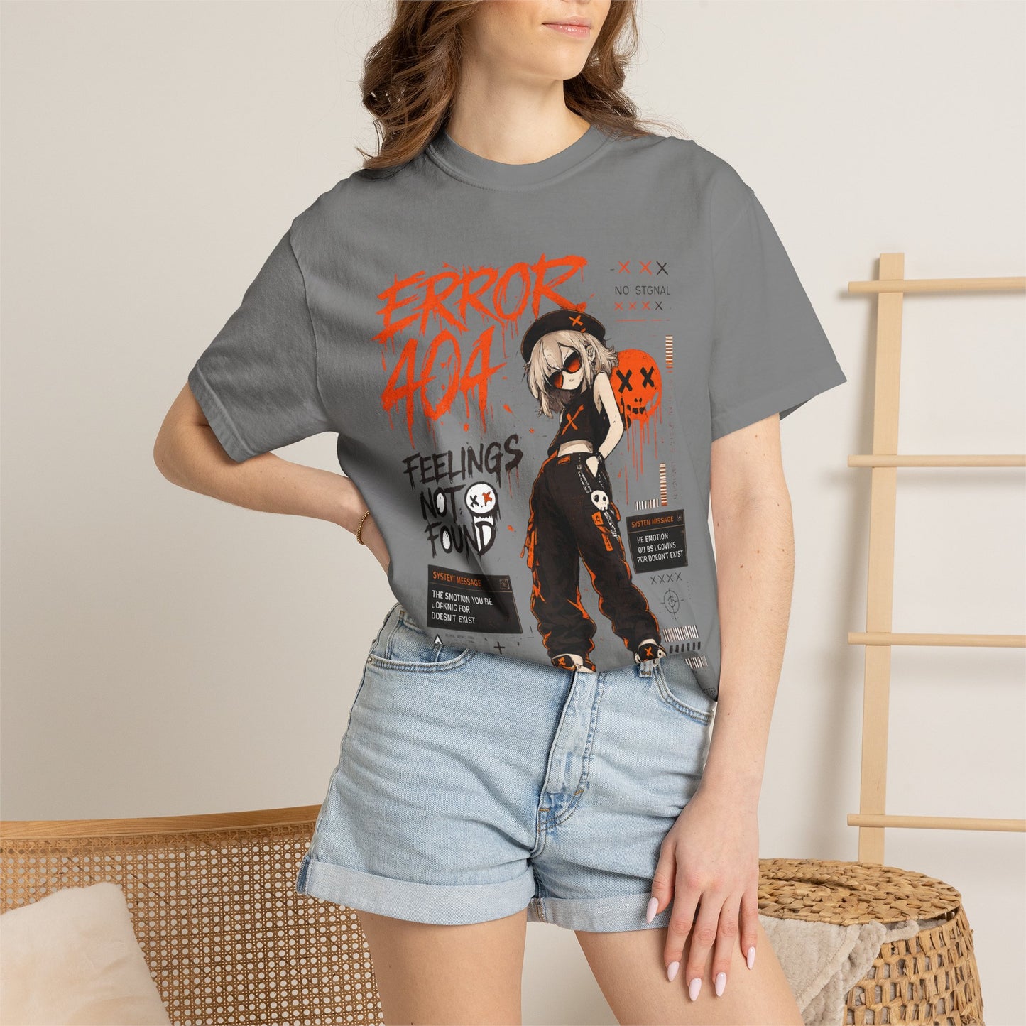 Error 404 Anime Streetwear T-Shirt — "Feelings Not Found" Graphic Tee