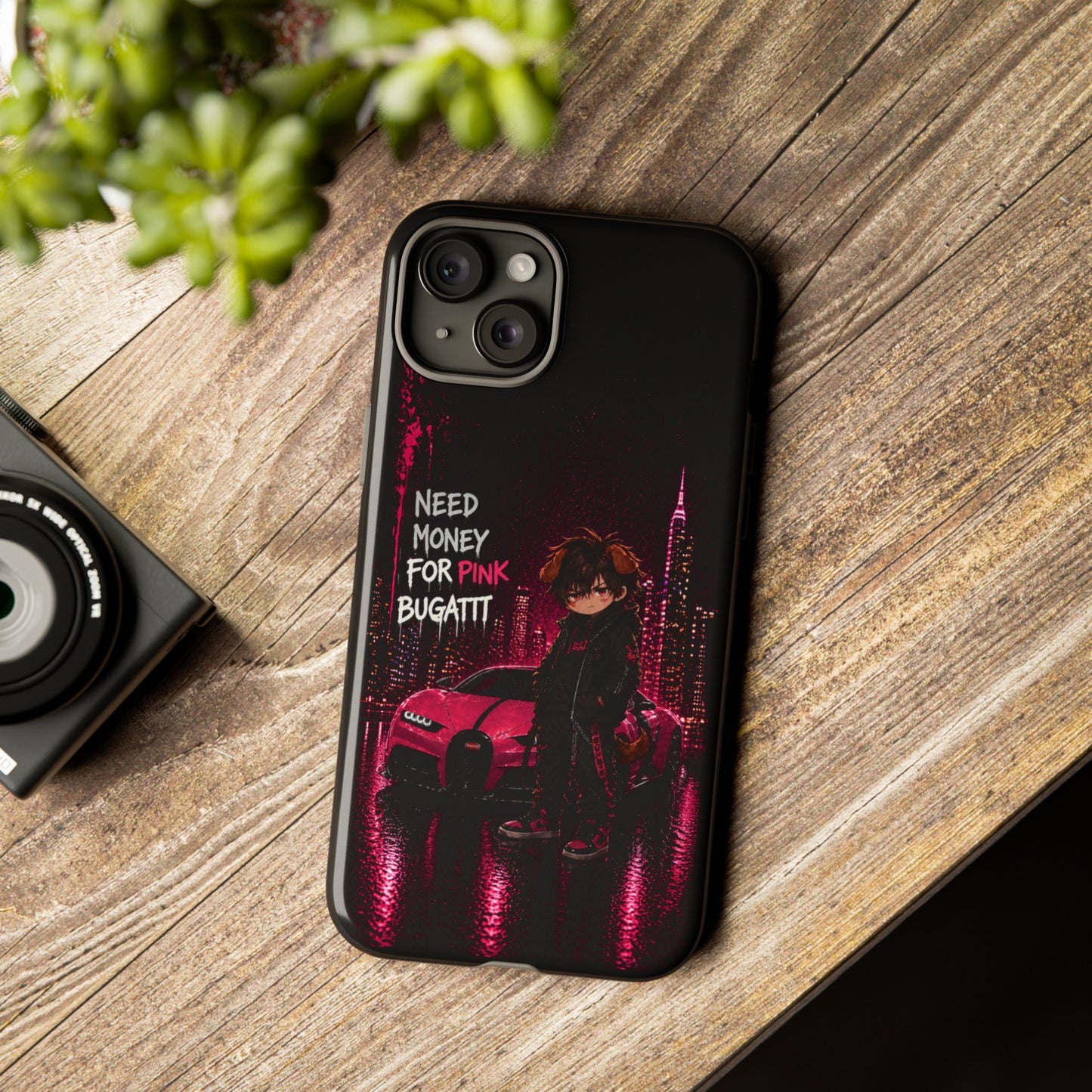 Phone Case — "Need Money for Pink Bugatti" Neon City Tough Case