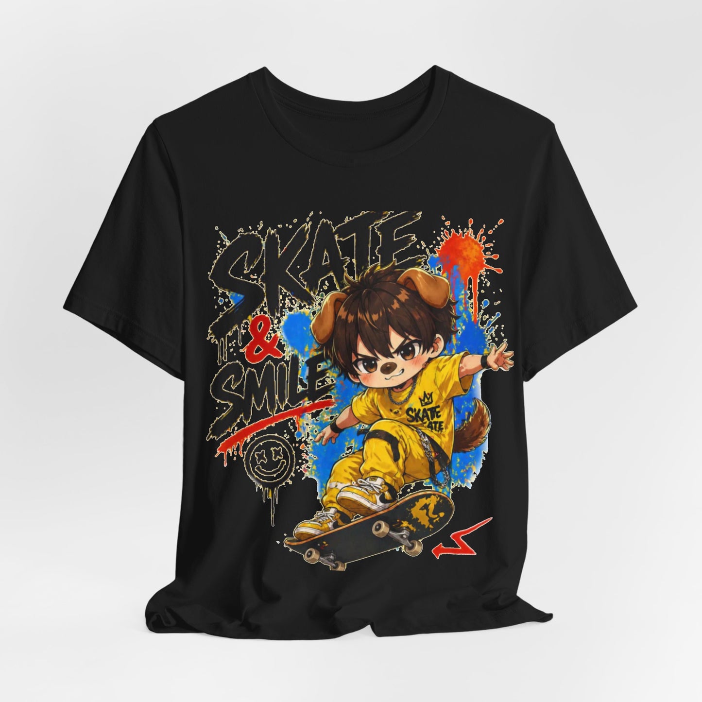 Skate & Smile Tee — Cute Kid Skateboard Graphic T-Shirt